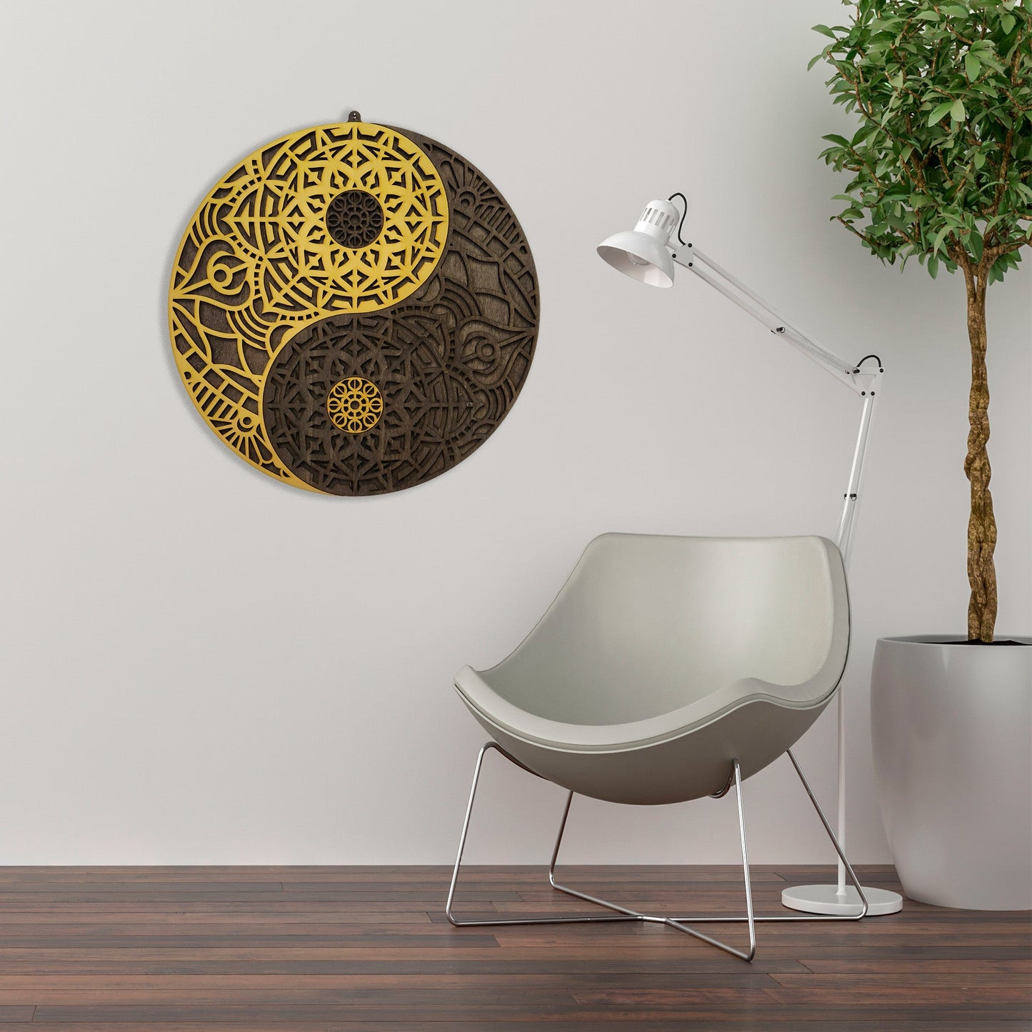 Wandbild "Yin Yang" Gold aus Holz - Nanino Design -