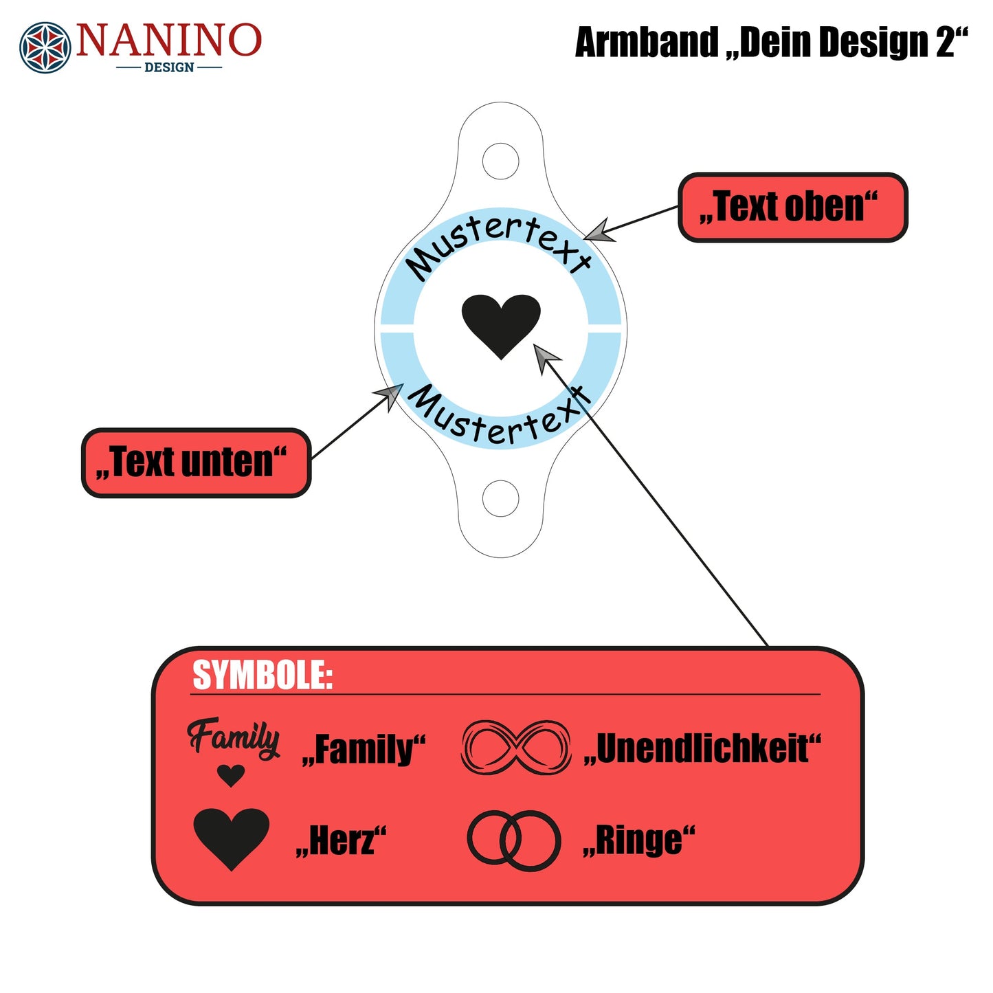 Armband "Dein Design 2" personalisiert - Nanino Design Onlineshop -
