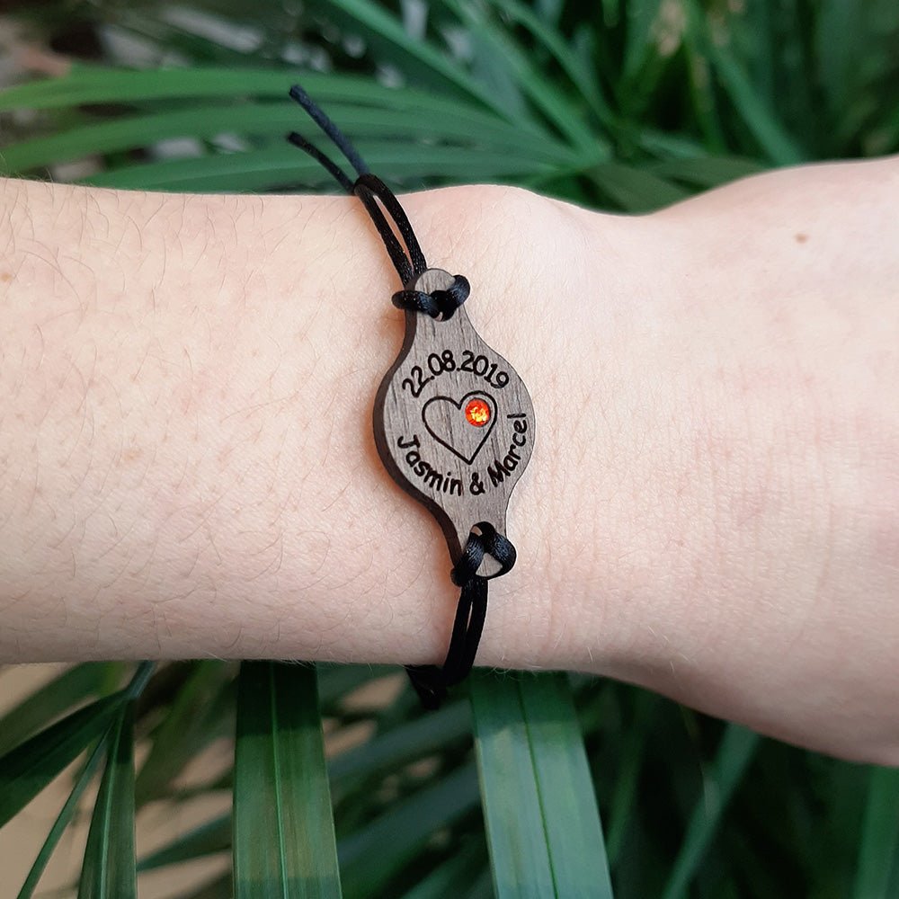 Armband "Herz" personalisiert mit Glitzerstein - Nanino Design Onlineshop -