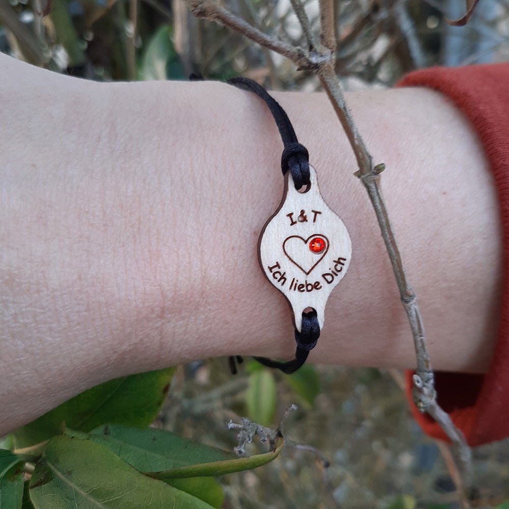 Armband "Herz" personalisiert mit Glitzerstein - Nanino Design Onlineshop -