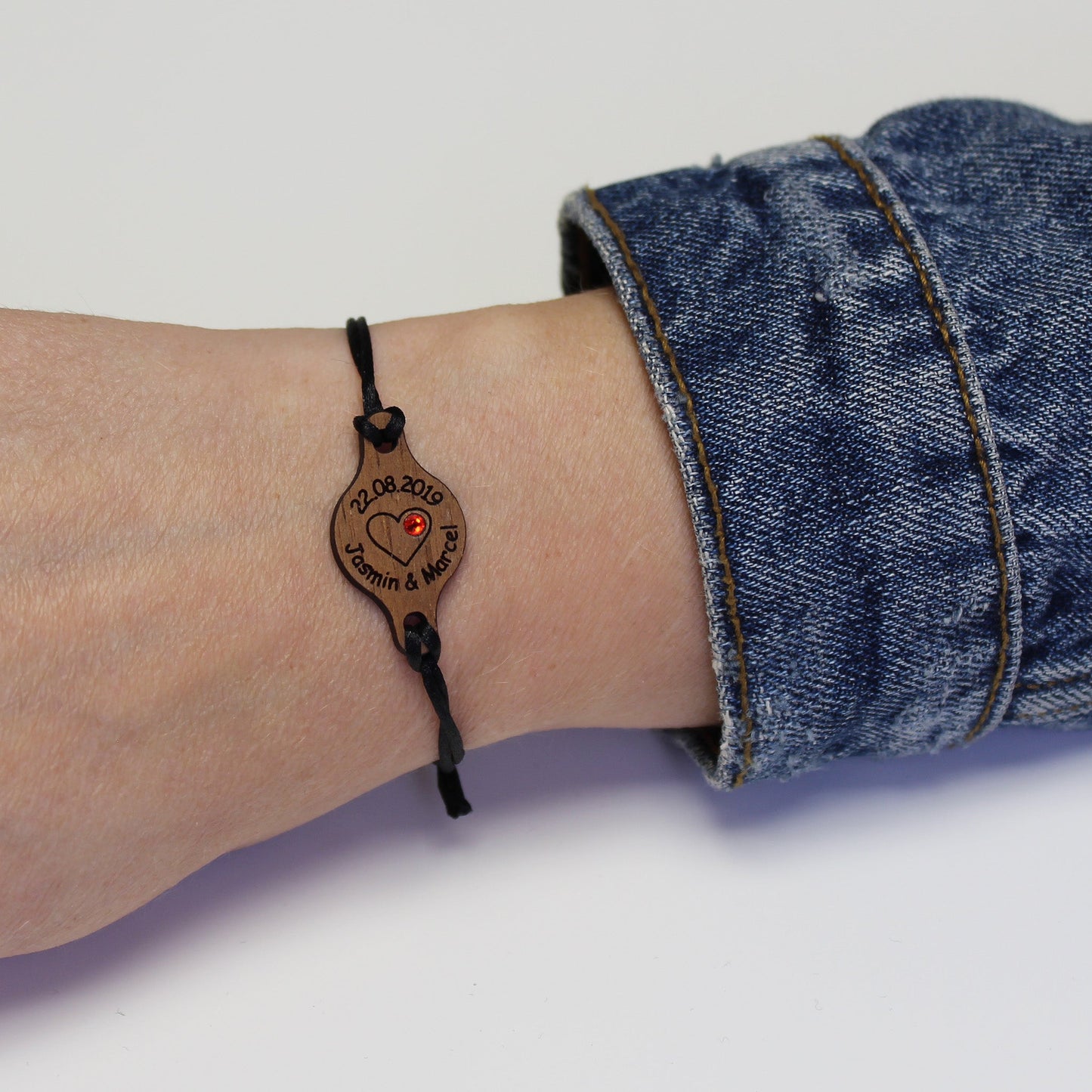 Armband "Herz" personalisiert mit Glitzerstein - Nanino Design Onlineshop -