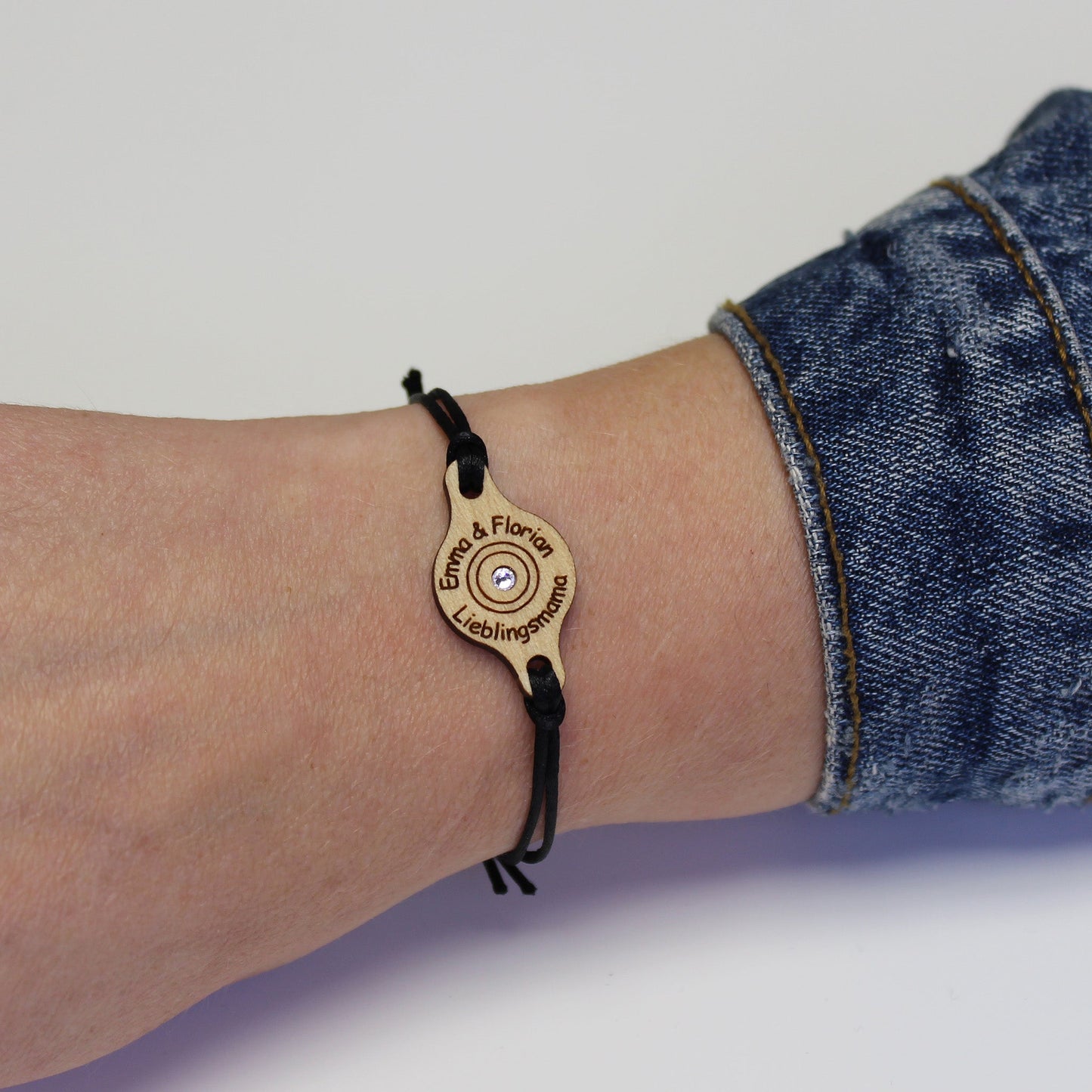 Armband "Kreise" personalisiert mit Glitzerstein - Nanino Design Onlineshop -