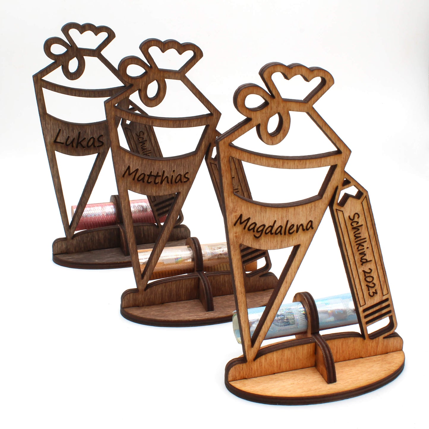 Aufsteller "Schultüte" mit Geldscheinhalter, personalisiert - Nanino Design Onlineshop -