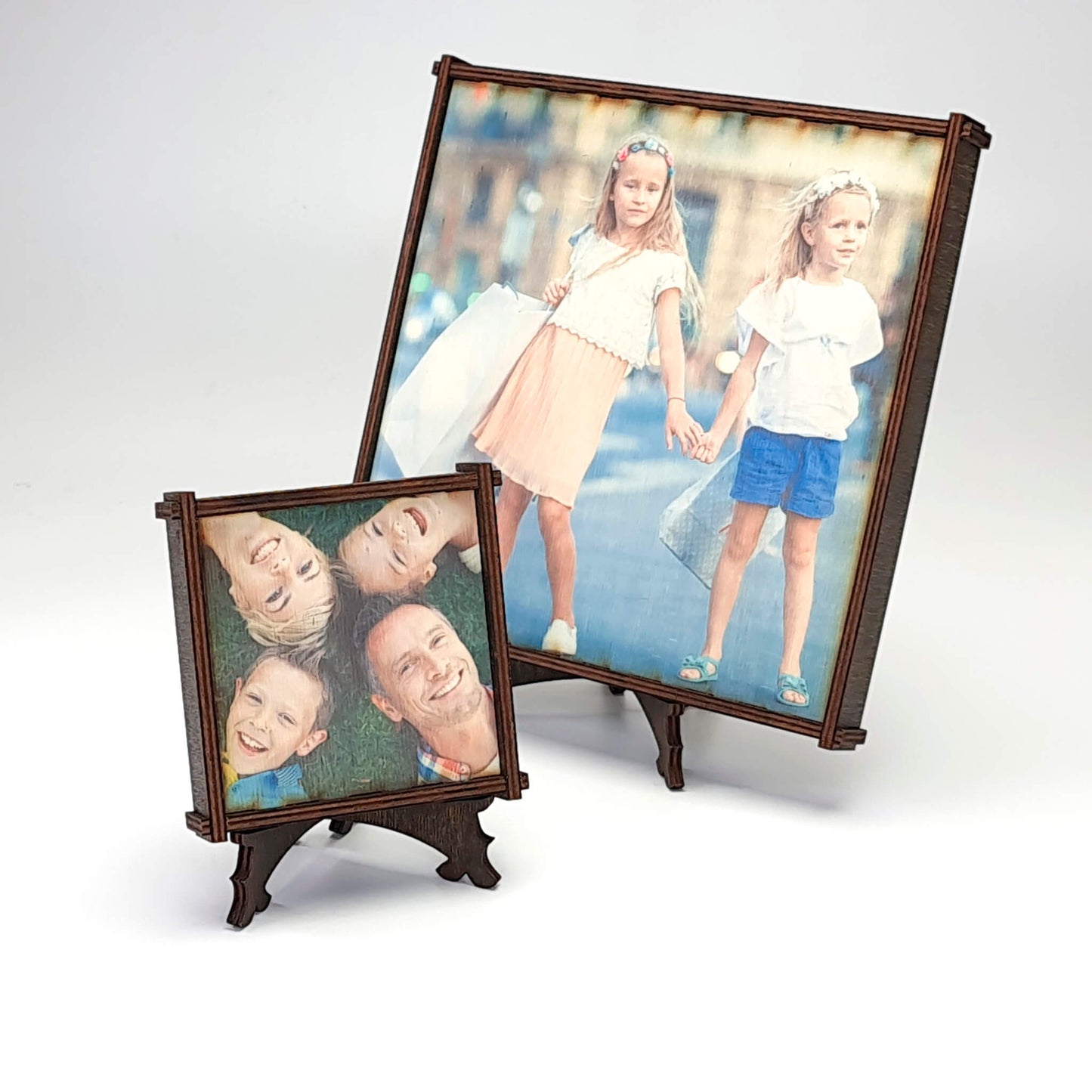 Foto auf Holz gedruckt, mit edlem Rahmen und Ständer, Quadratisch, 3 Größen - Nanino Design Onlineshop -