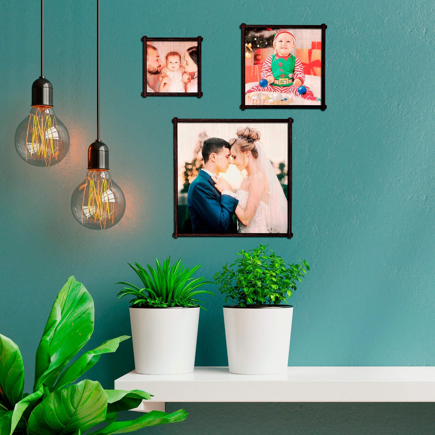Foto auf Holz gedruckt, mit edlem Rahmen und Ständer, Quadratisch, 3 Größen - Nanino Design Onlineshop -