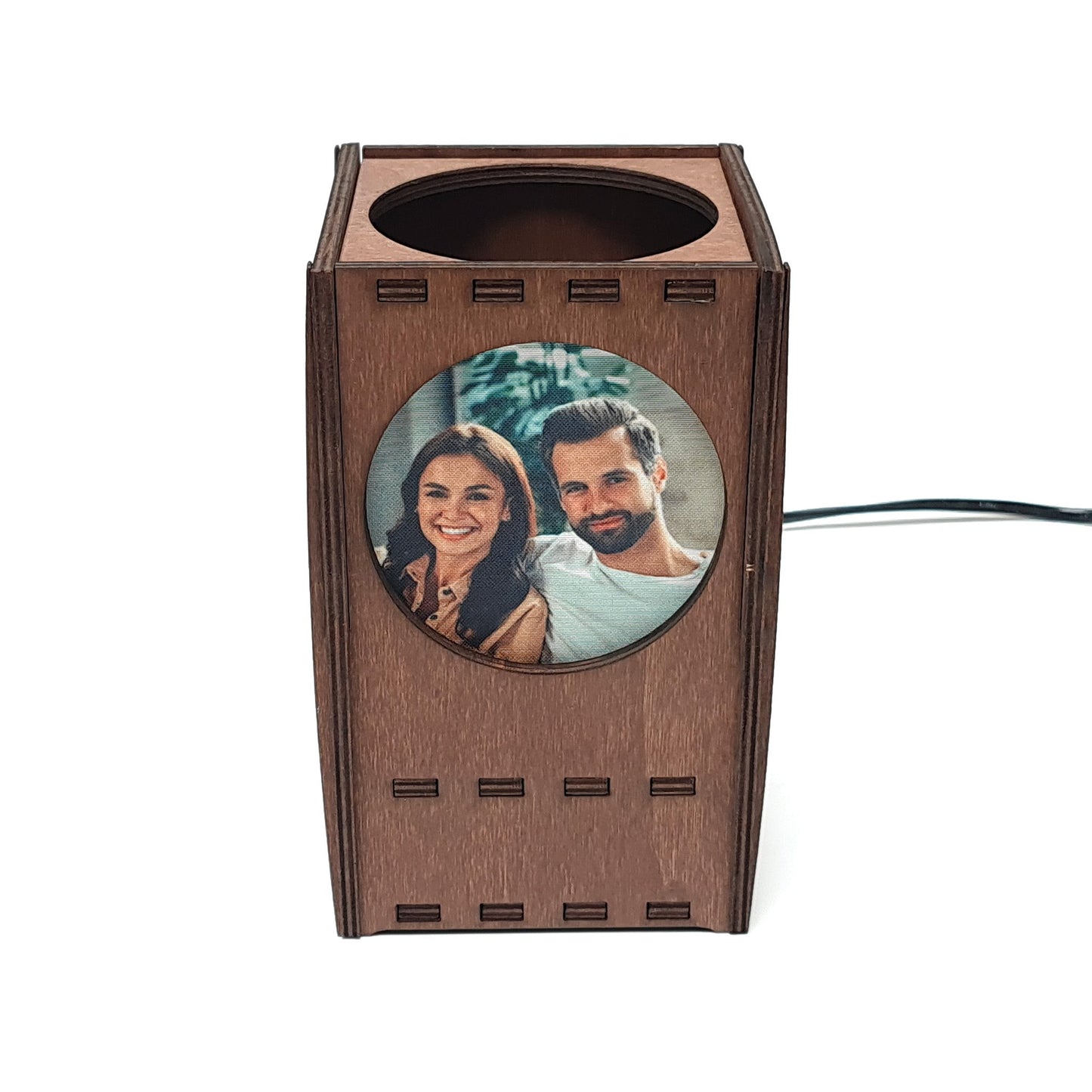 Fotolampe aus Holz mit 3 persönlichen Fotos - Bilderleuchte - Nanino Design Onlineshop -