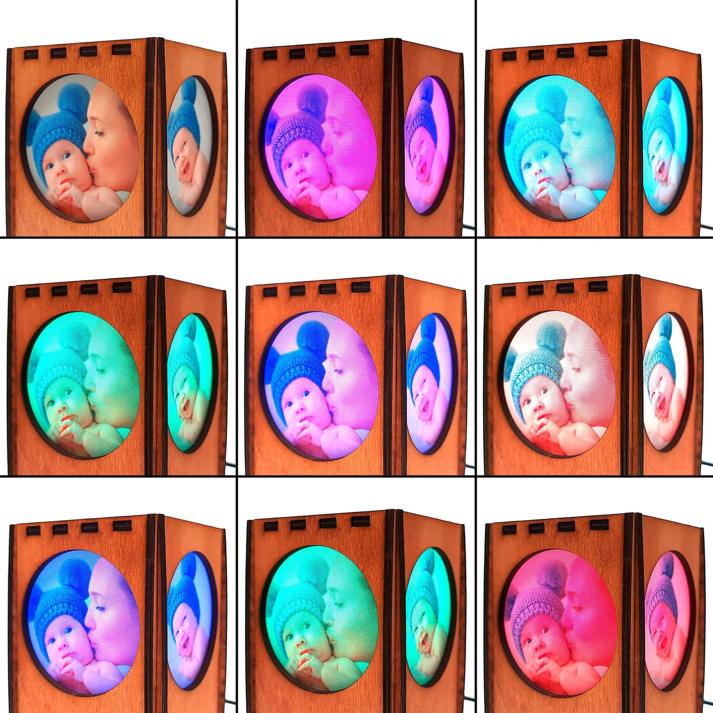 Fotolampe aus Holz mit 3 persönlichen Fotos - Bilderleuchte - Nanino Design Onlineshop -