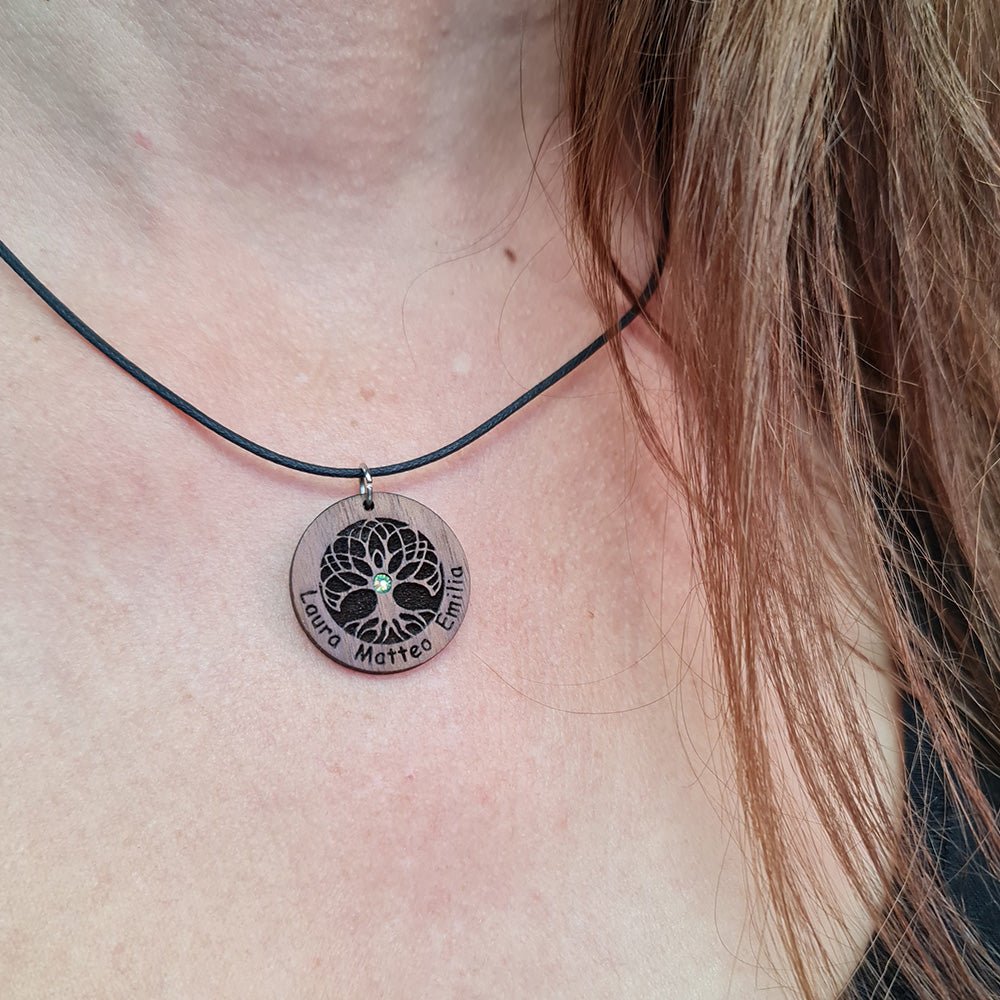 Halskette "Baum des Lebens" personalisiert, Glitzerstein - Nanino Design Onlineshop -