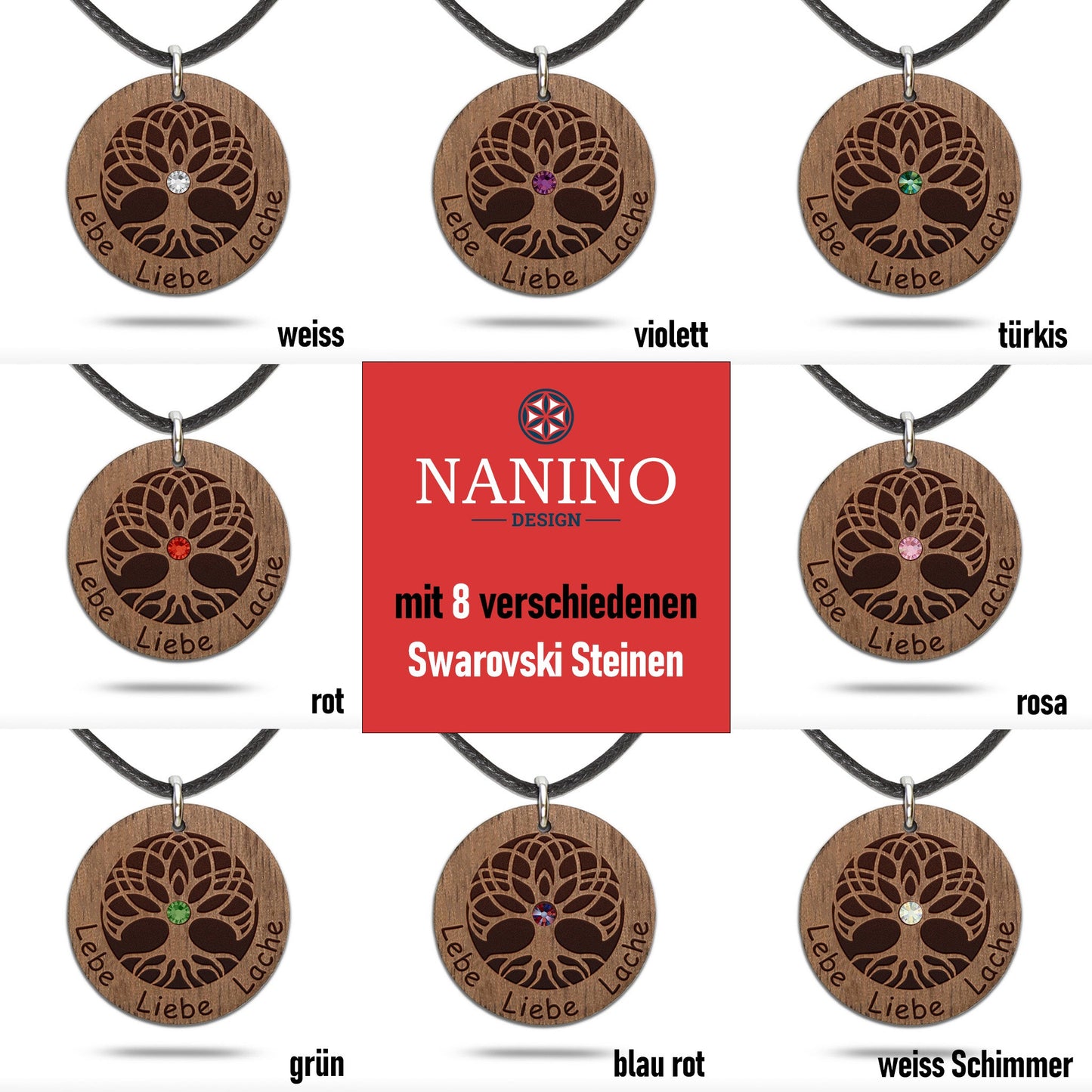 Halskette Baum "Lebe Liebe Lache" - Nanino Design Onlineshop -