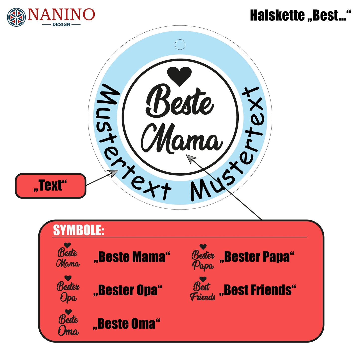Halskette "Best ..." personalisiert - Nanino Design Onlineshop -