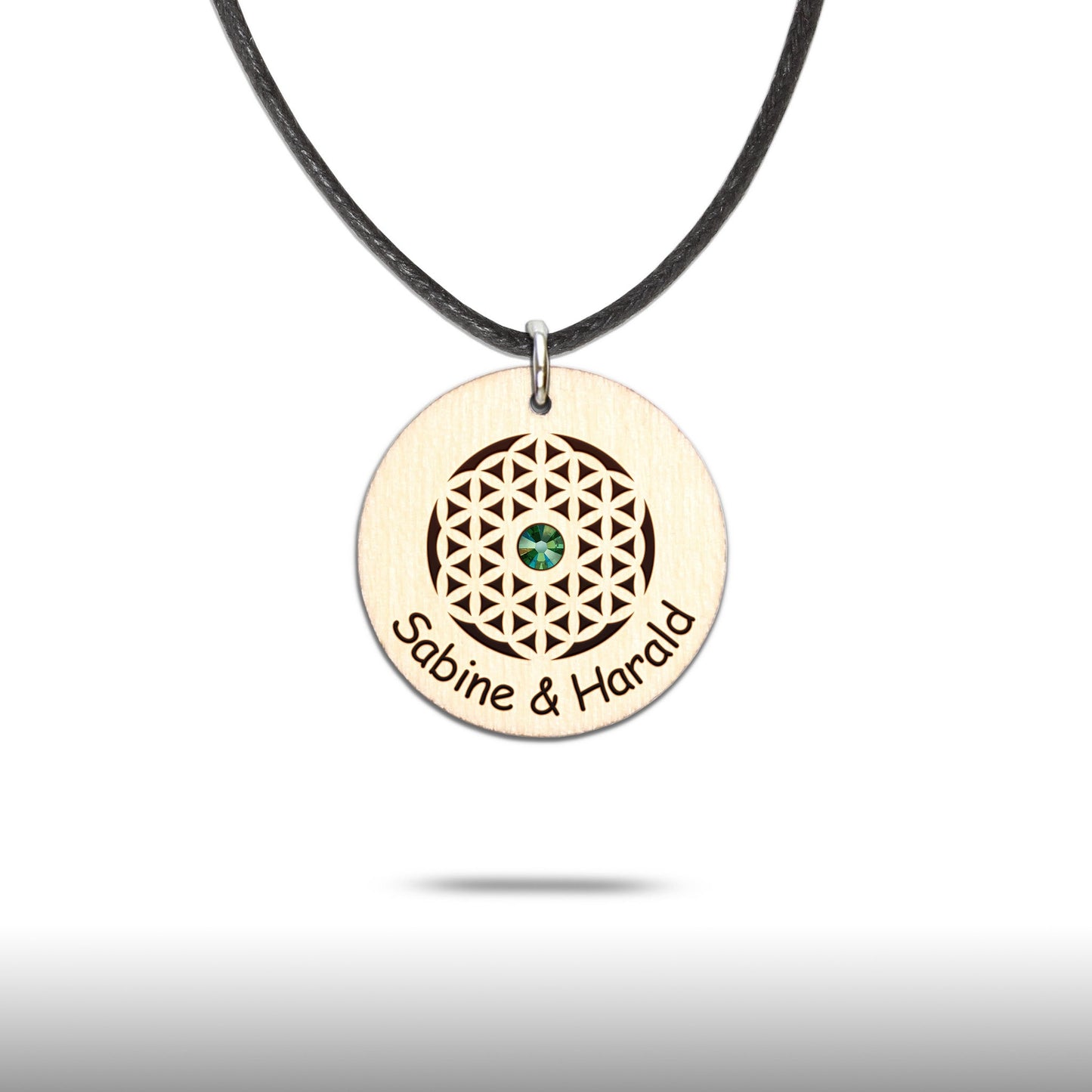 Halskette "Blume des Lebens" personalisiert, Glitzerstein - Nanino Design Onlineshop -