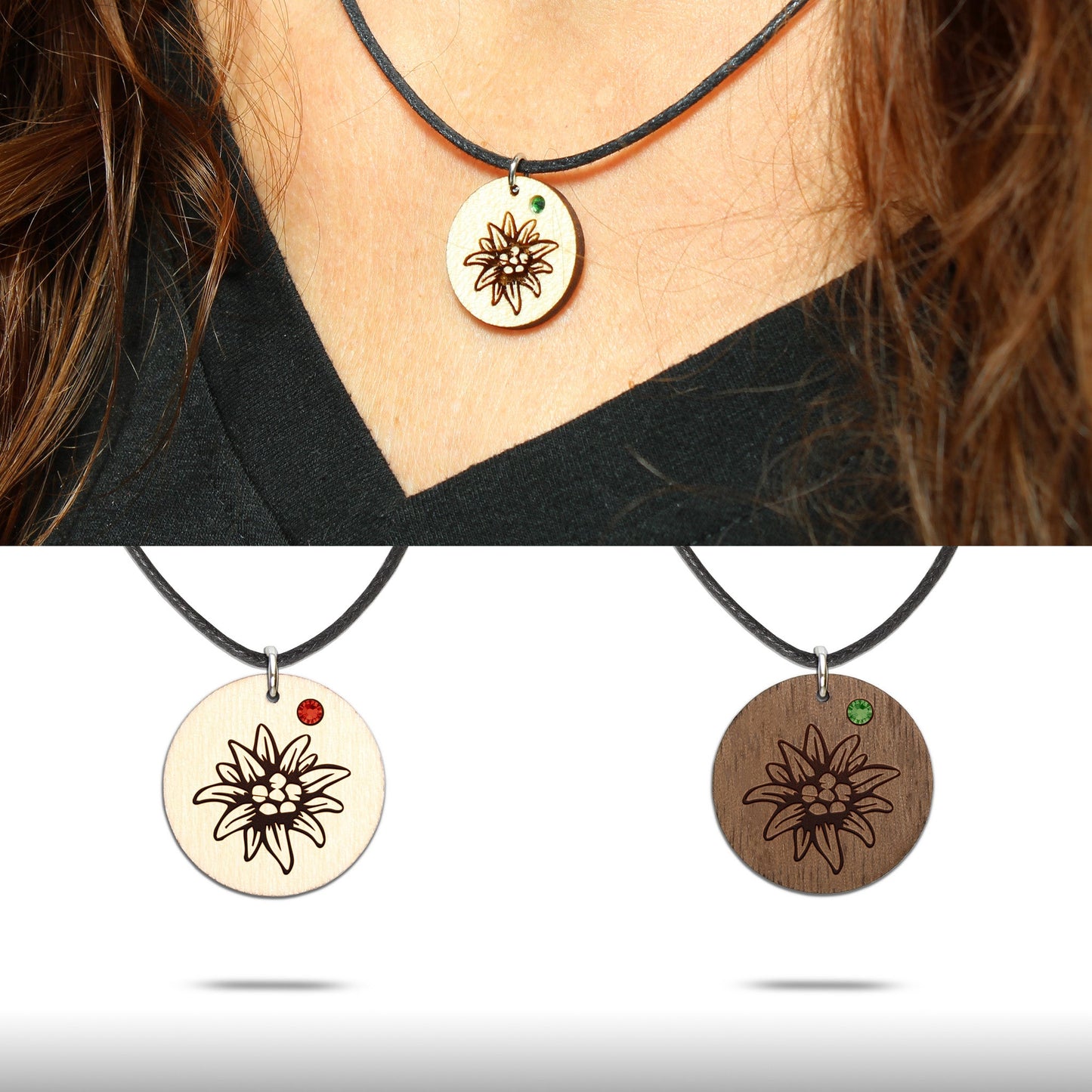 Halskette "Edelweiss" mit Glitzerstein - Nanino Design Onlineshop -