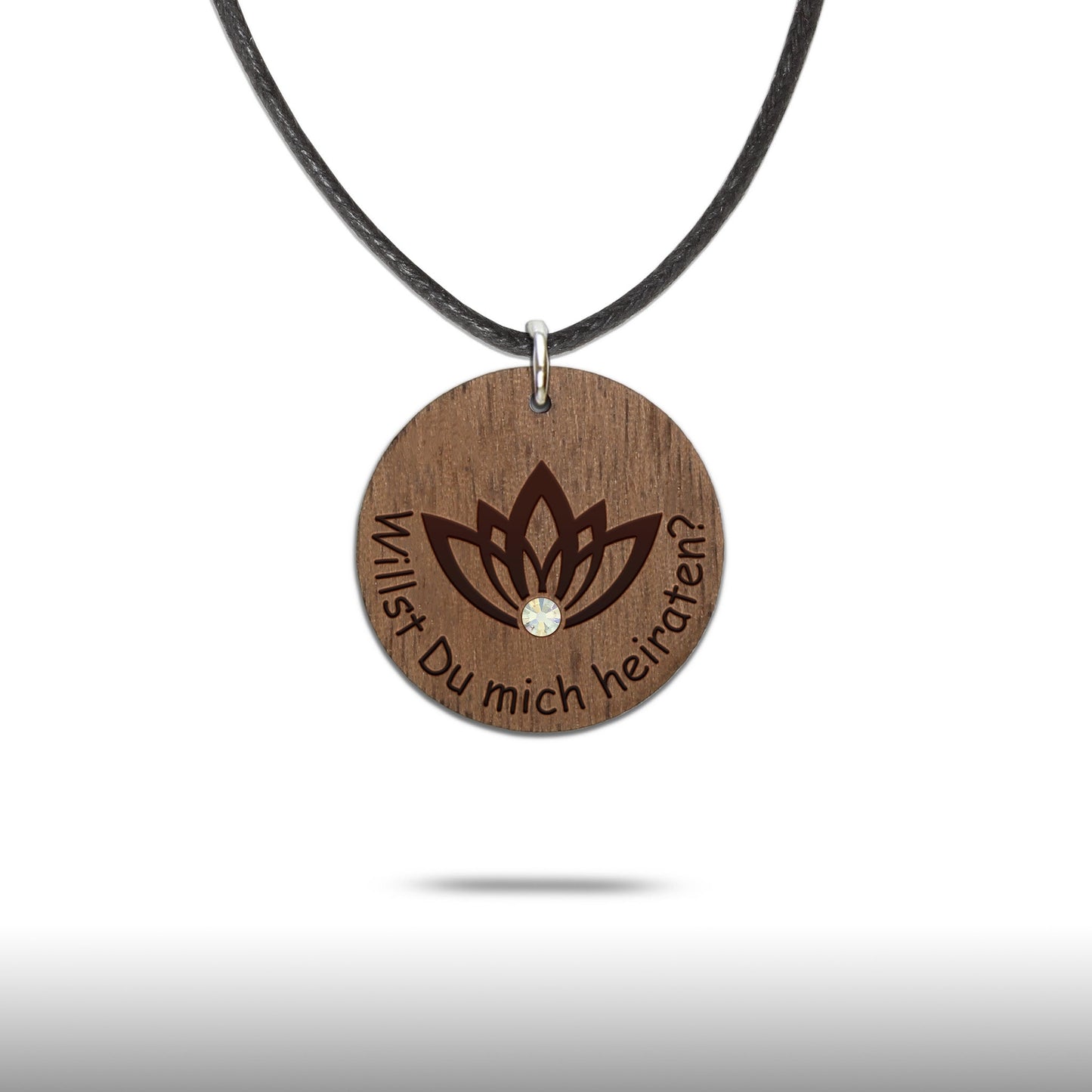 Halskette "Lotusblume" personalisiert, Glitzerstein - Nanino Design Onlineshop -