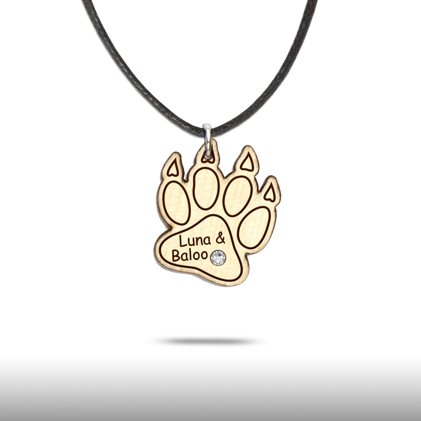Halskette "Pfote mit Kralle" personalisiert, Glitzerstein - Nanino Design Onlineshop -