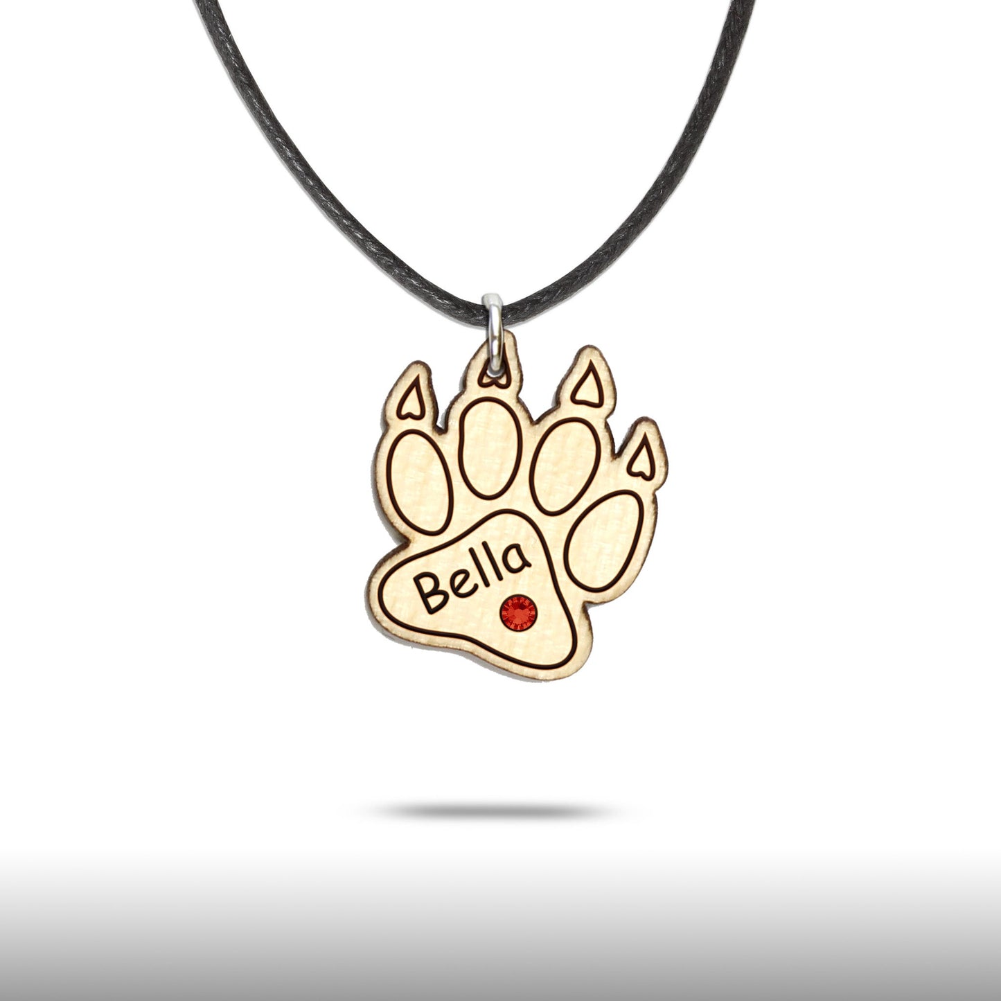 Halskette "Pfote mit Kralle" personalisiert, Glitzerstein - Nanino Design Onlineshop -