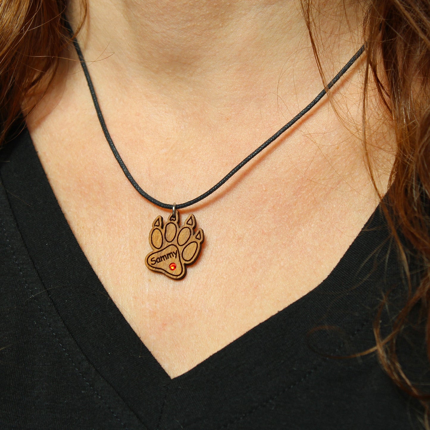 Halskette "Pfote mit Kralle" personalisiert, Glitzerstein - Nanino Design Onlineshop -