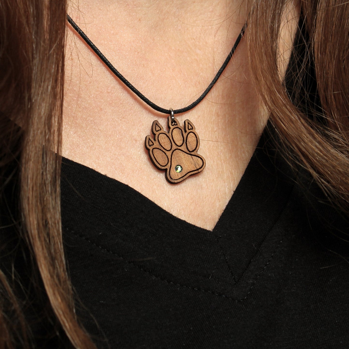 Halskette "Pfote mit Krallen" mit Glitzerstein - Nanino Design Onlineshop -