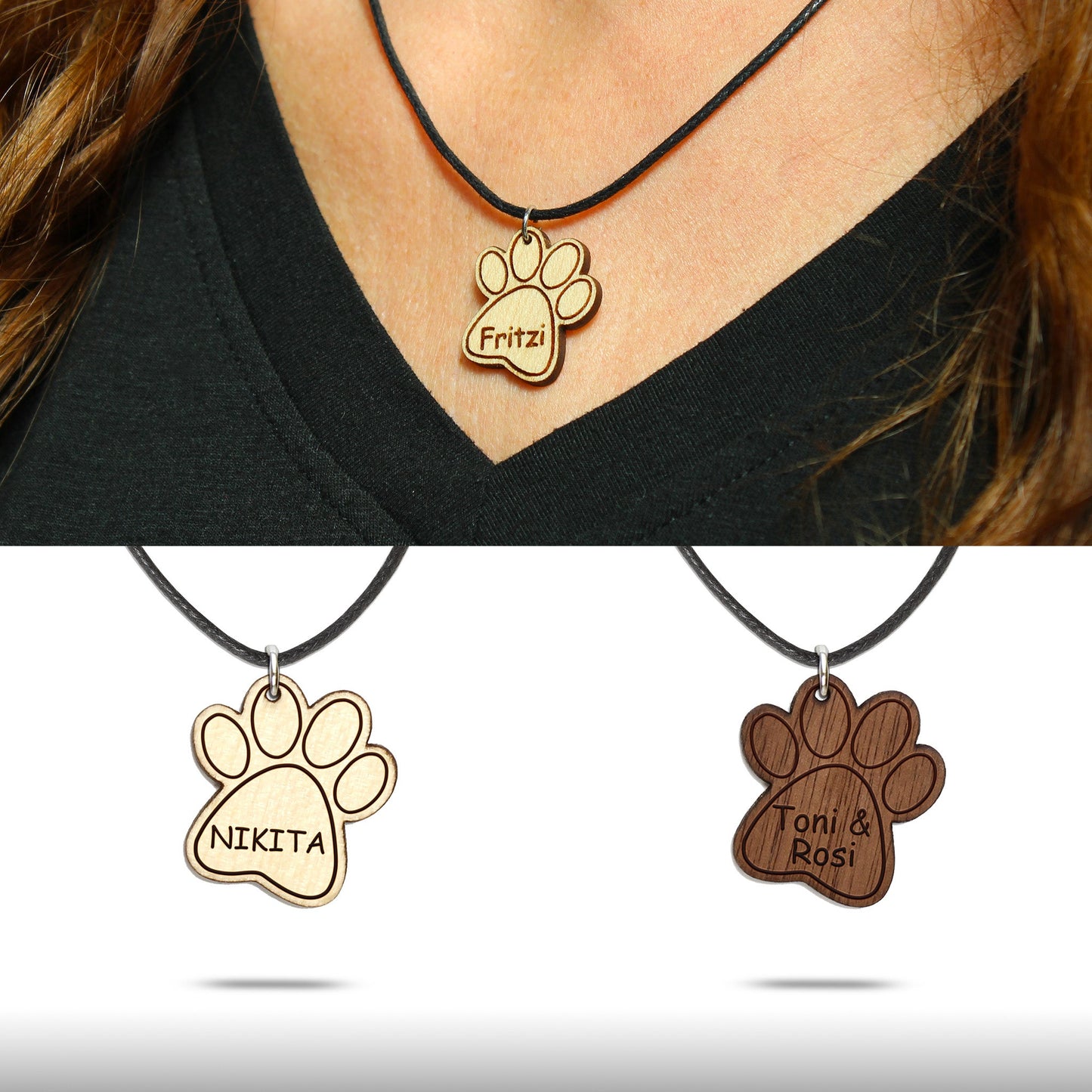 Halskette "Pfote ohne Kralle" personalisiert - Nanino Design Onlineshop -