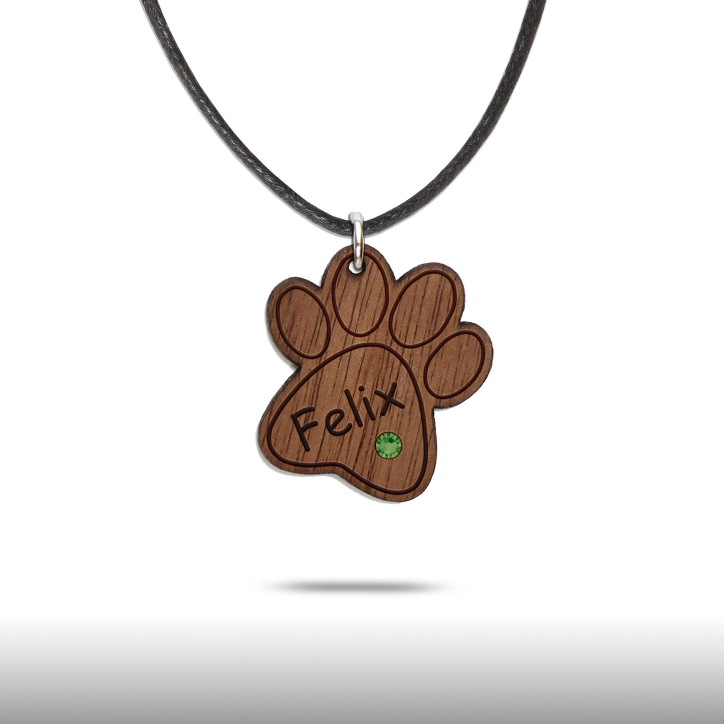 Halskette "Pfote ohne Kralle" personalisiert, Glitzerstein - Nanino Design Onlineshop -