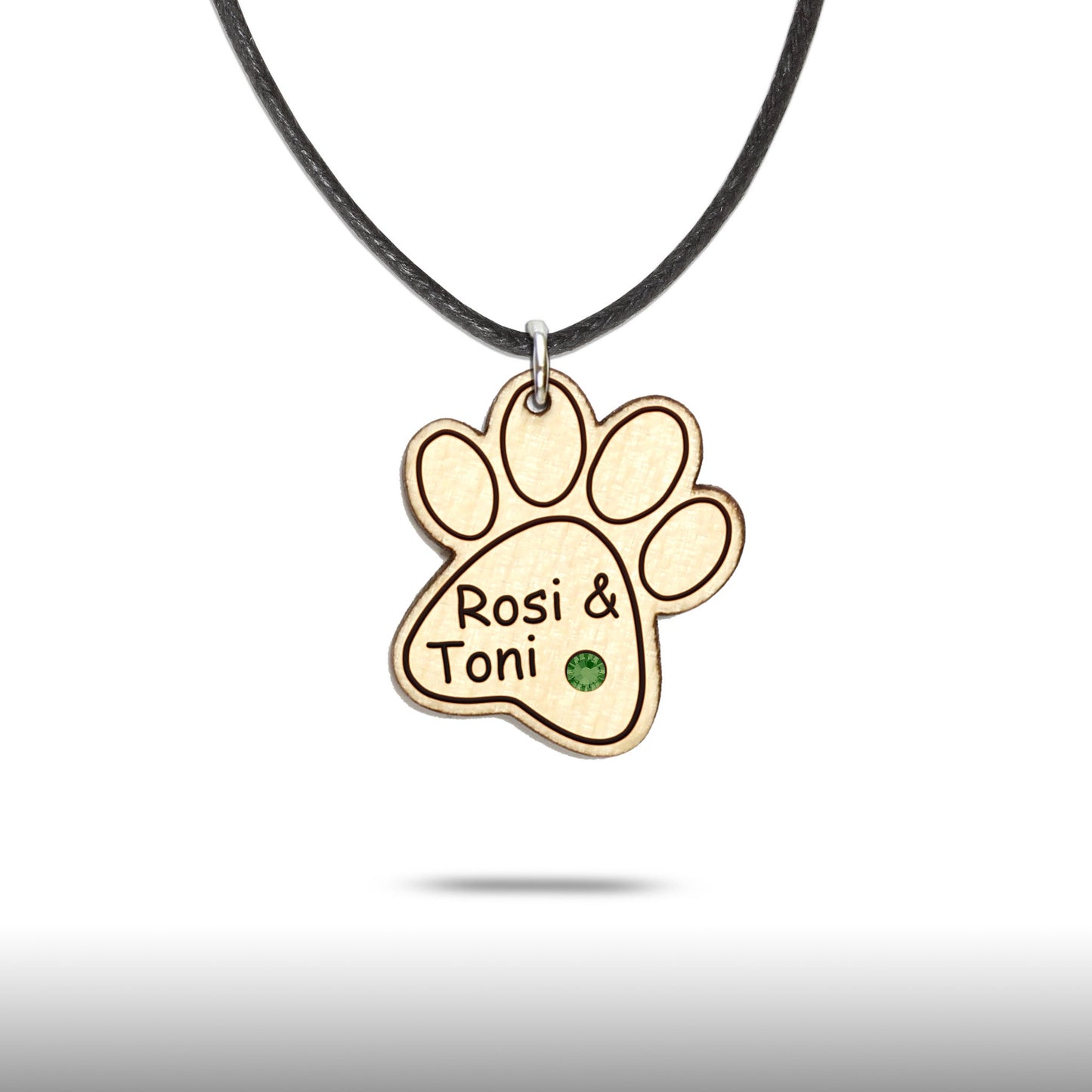 Halskette "Pfote ohne Kralle" personalisiert, Glitzerstein - Nanino Design Onlineshop -
