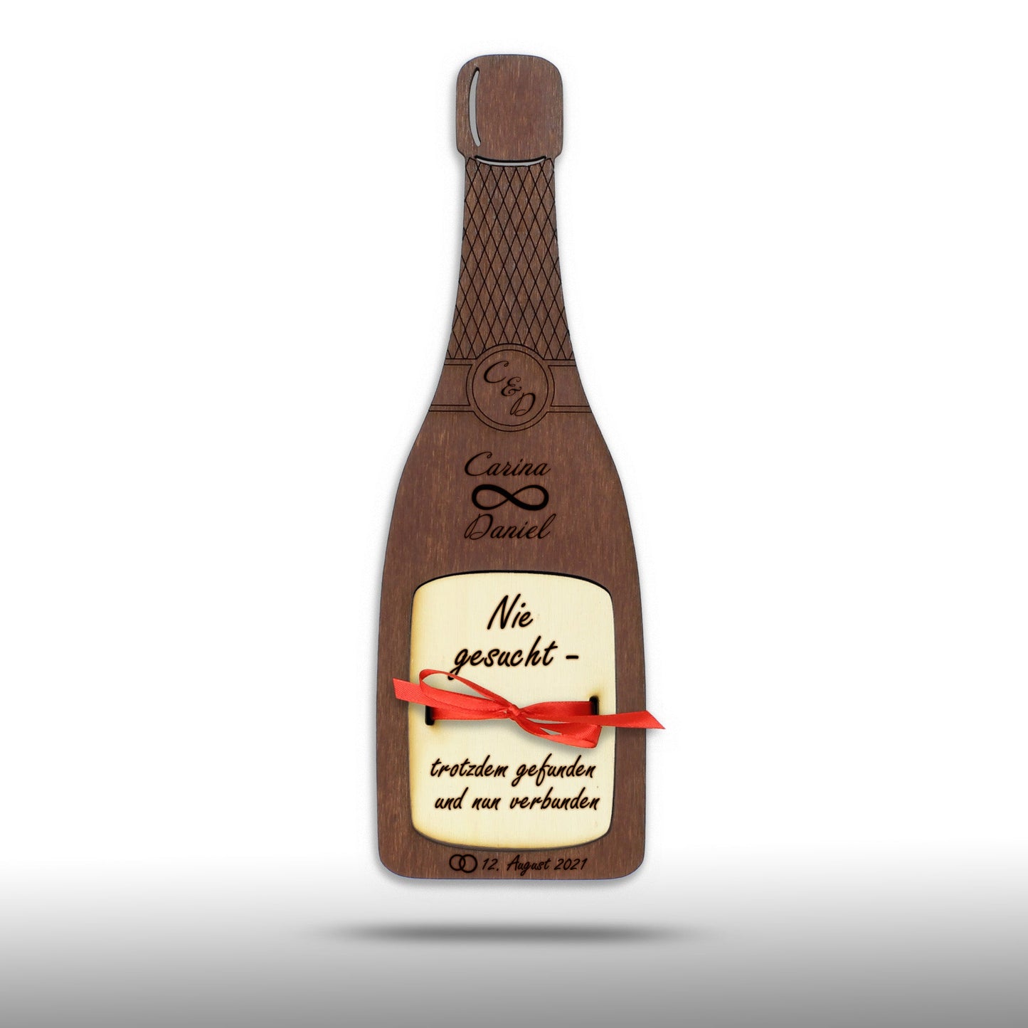 personalisierte Flasche "Hochzeit" aus Holz mit Geldfach | Wandbild | Geldgeschenk - Nanino Design Onlineshop -