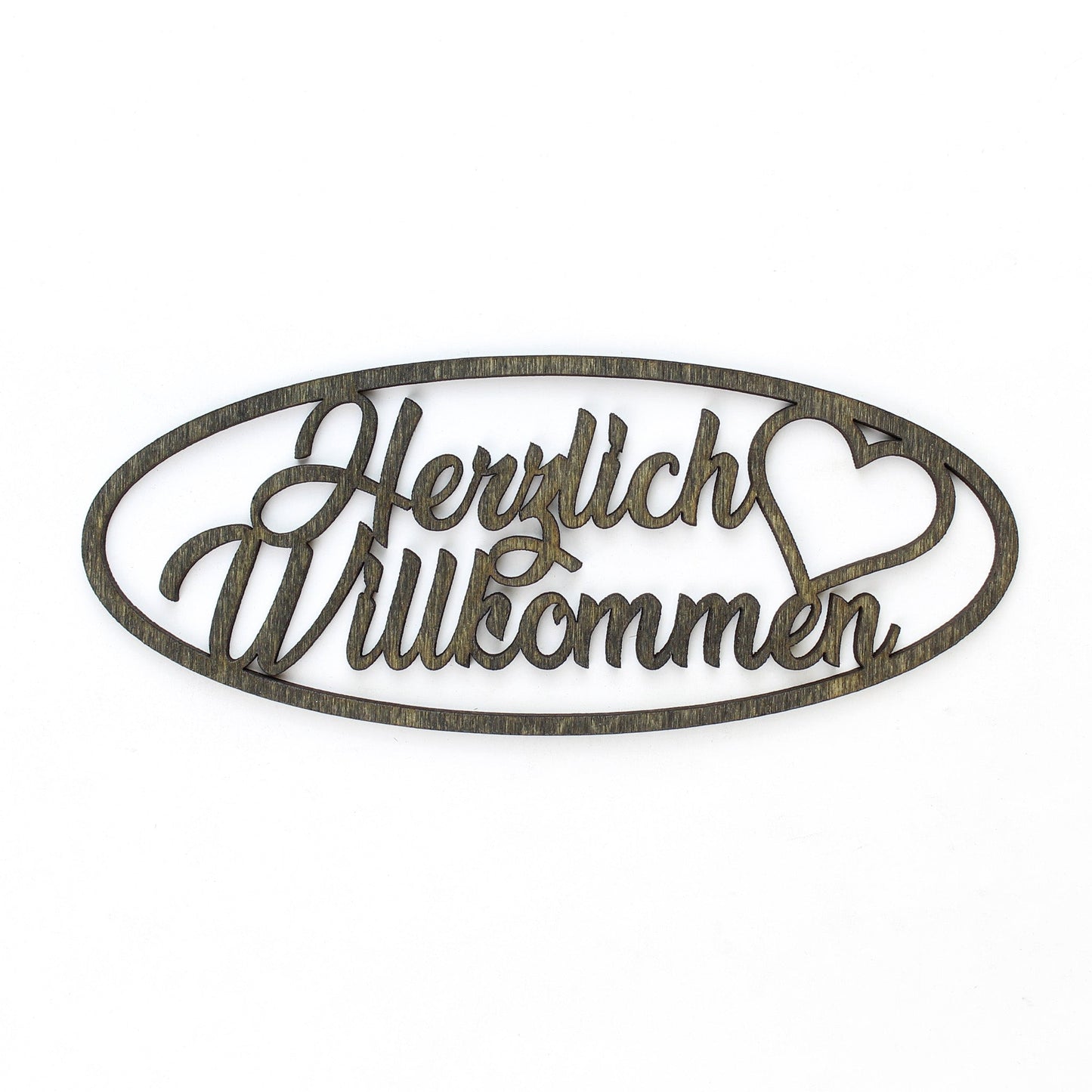 Spruch Holz oval "Herzlich Willkommen" - Nanino Design Onlineshop -