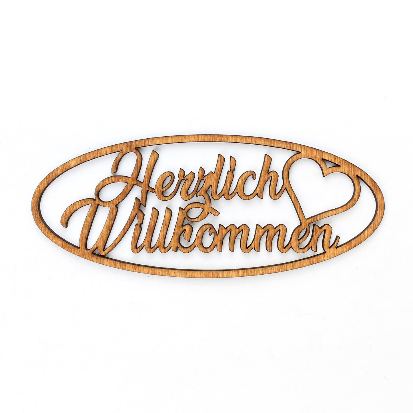 Spruch Holz oval "Herzlich Willkommen" - Nanino Design Onlineshop -