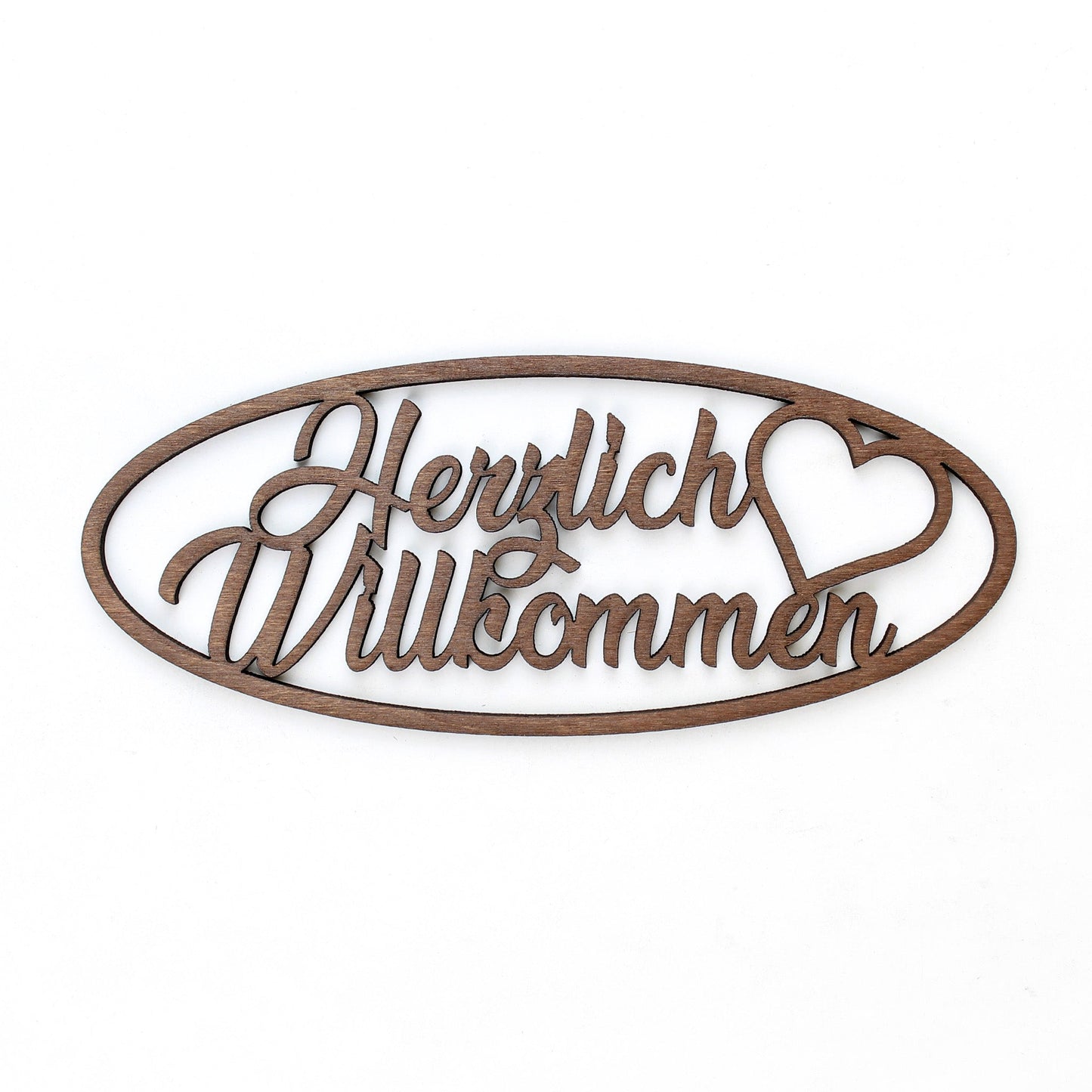 Spruch Holz oval "Herzlich Willkommen" - Nanino Design Onlineshop -