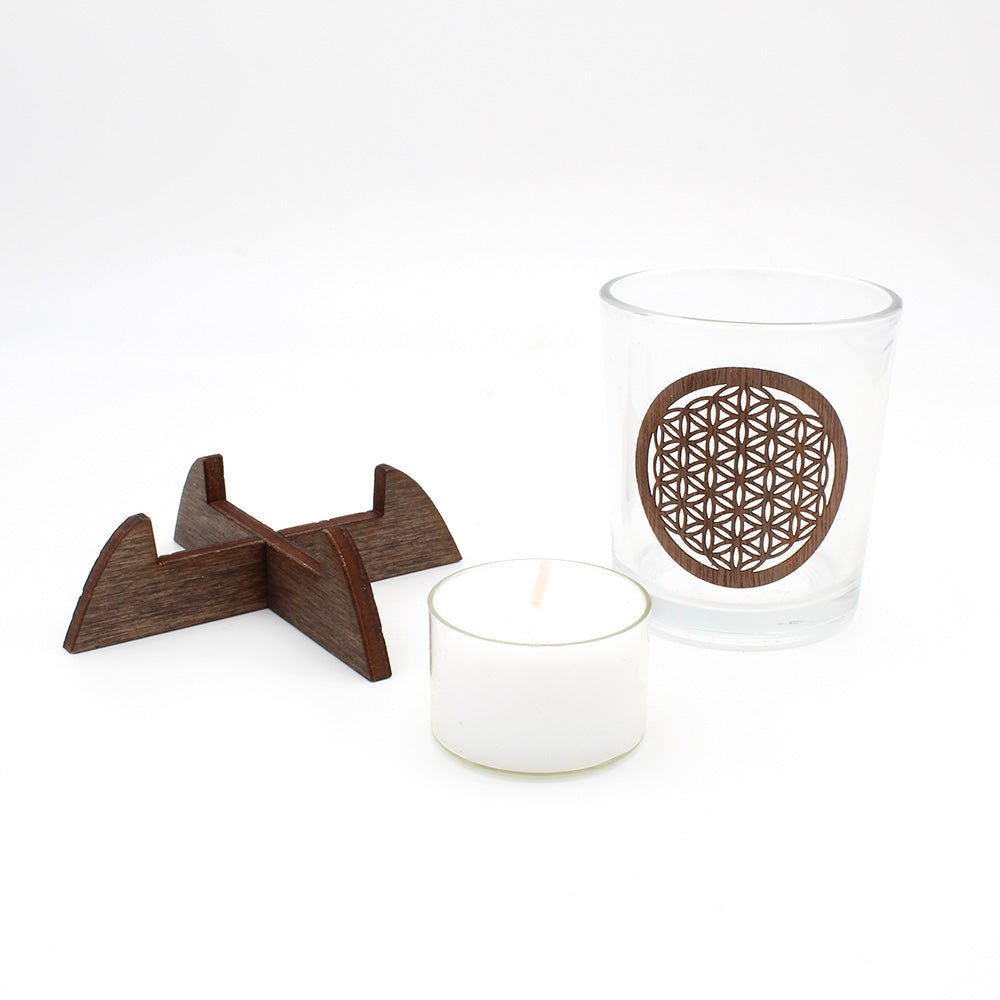 Teelicht "Blume des Lebens" mit Kerze - Nanino Design Onlineshop -