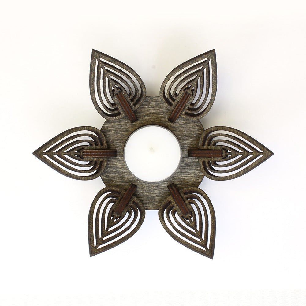 Teelichthalter Holz "Flame" - Nanino Design Onlineshop -