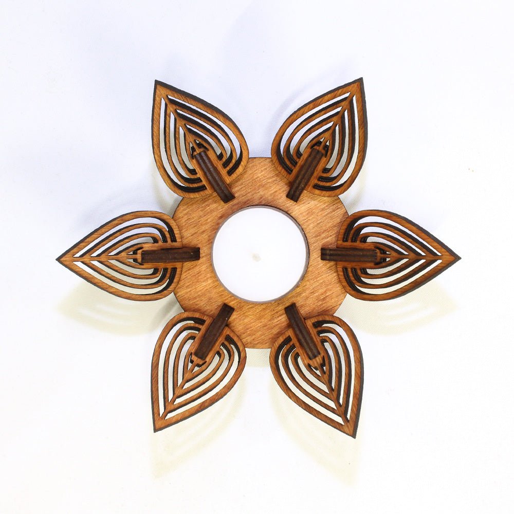 Teelichthalter Holz "Flame" - Nanino Design Onlineshop -
