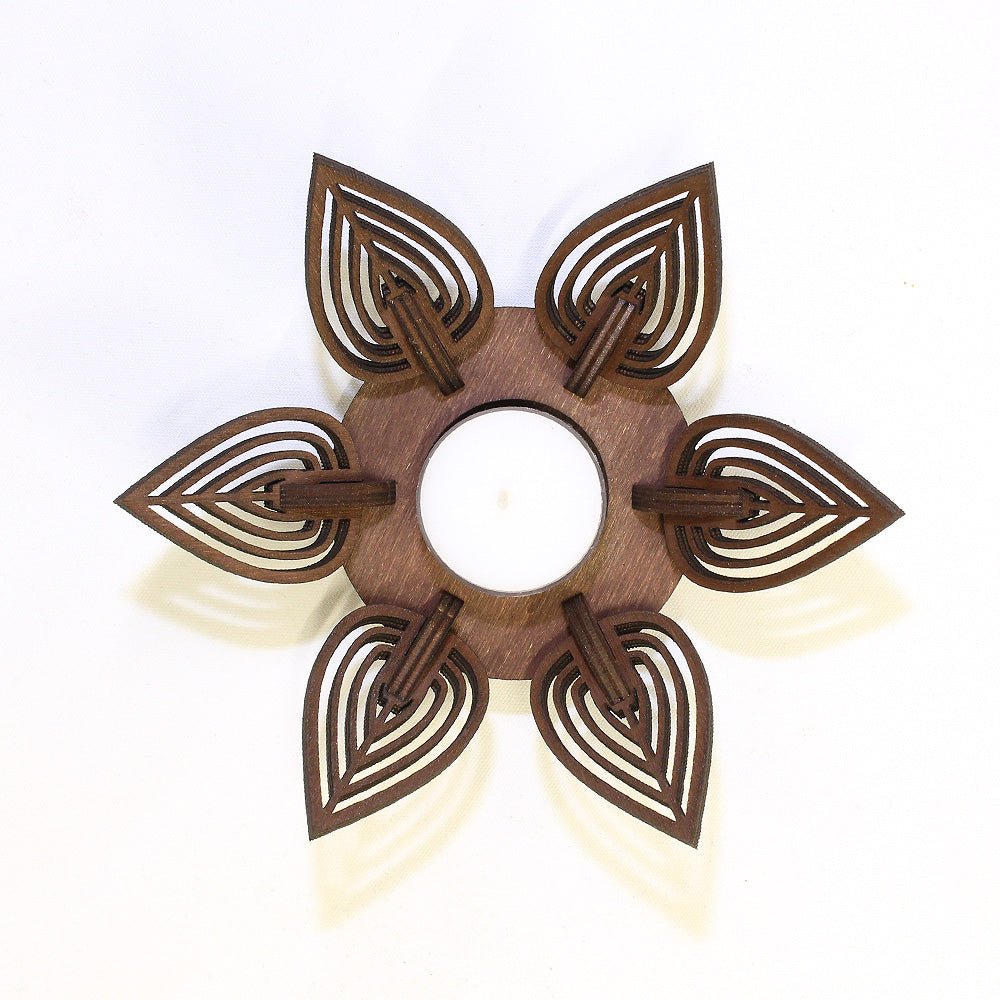 Teelichthalter Holz "Flame" - Nanino Design Onlineshop -