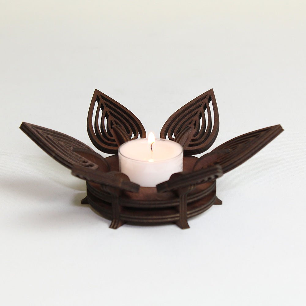 Teelichthalter Holz "Flame" - Nanino Design Onlineshop -