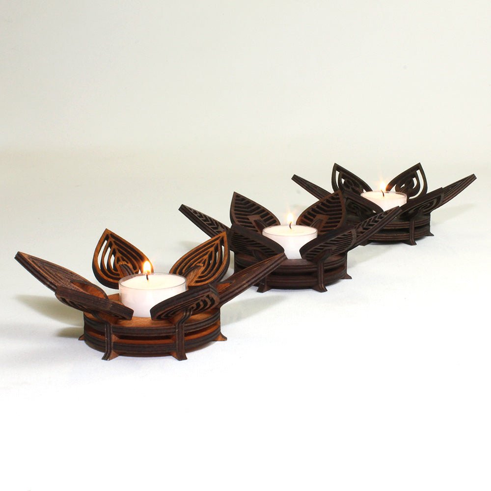 Teelichthalter Holz "Flame" - Nanino Design Onlineshop -