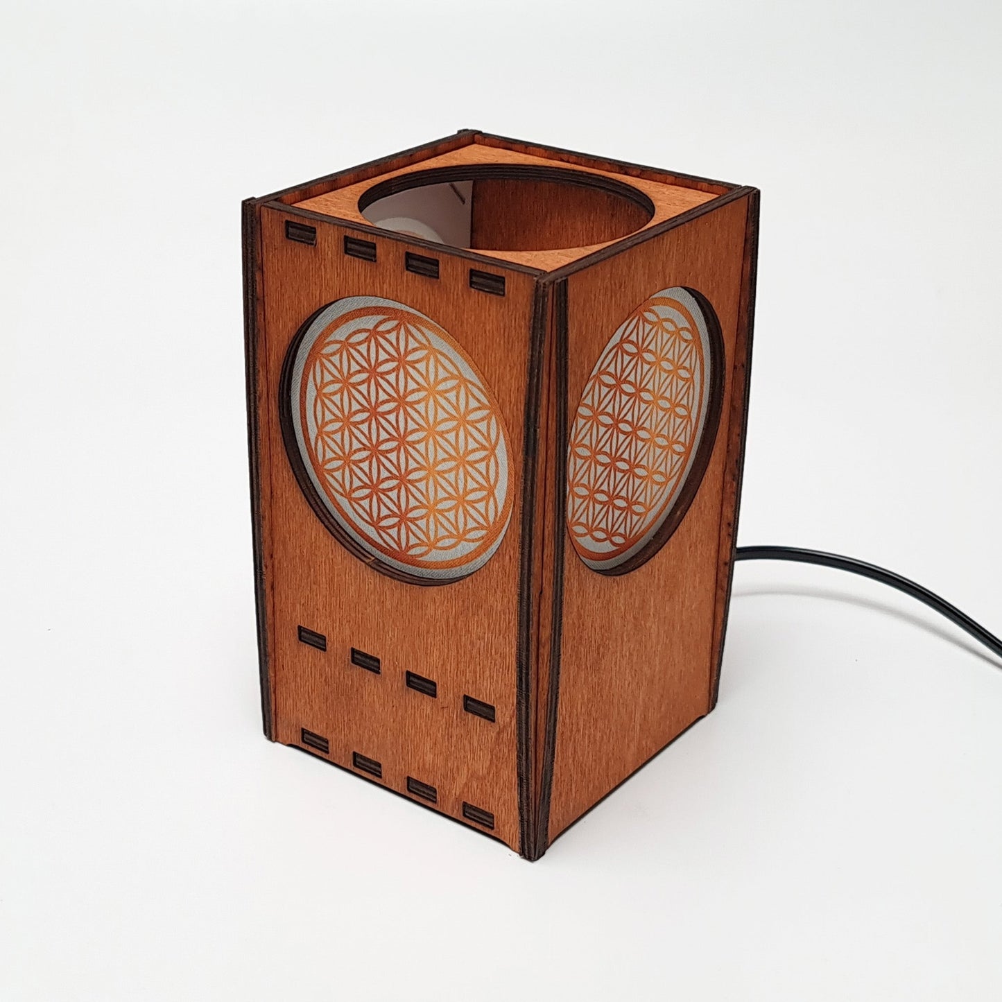 Tischlampe aus Holz mit 3 Symbolen - Nanino Design Onlineshop -