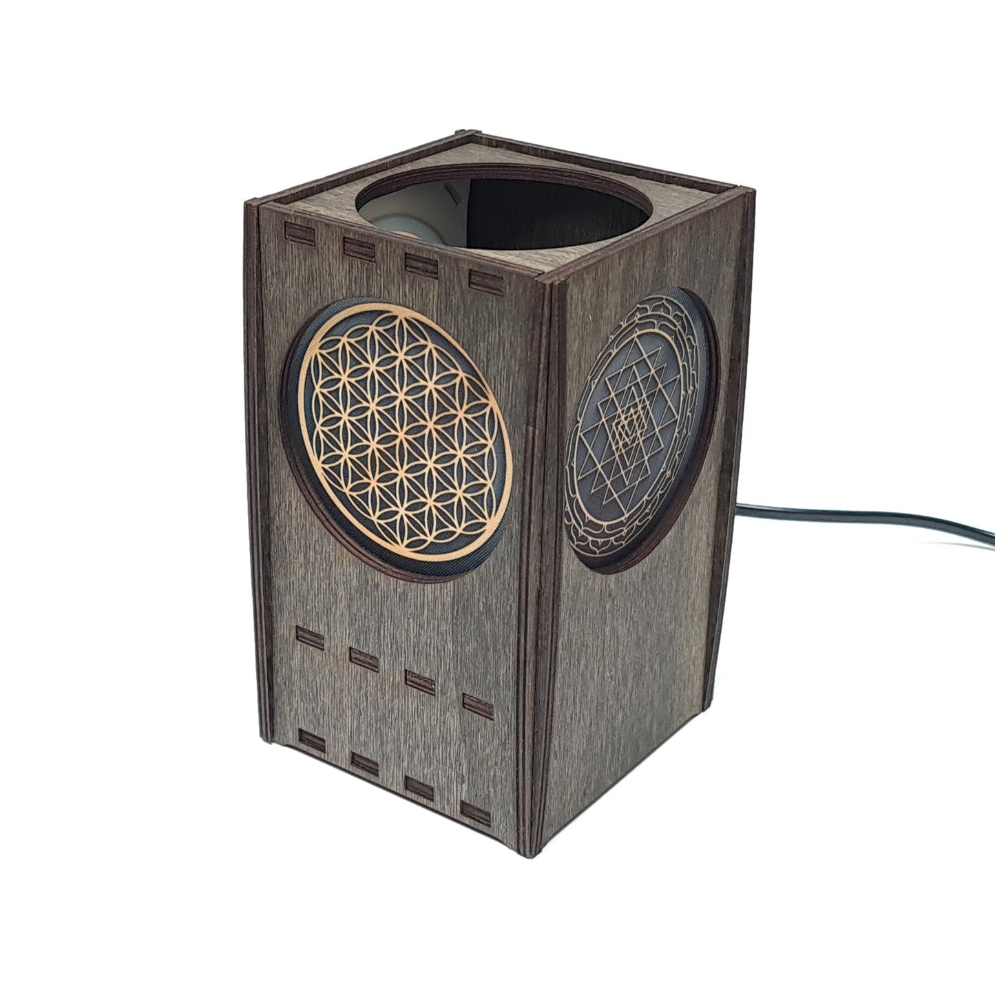 Tischlampe aus Holz mit 3 Symbolen - Nanino Design Onlineshop -