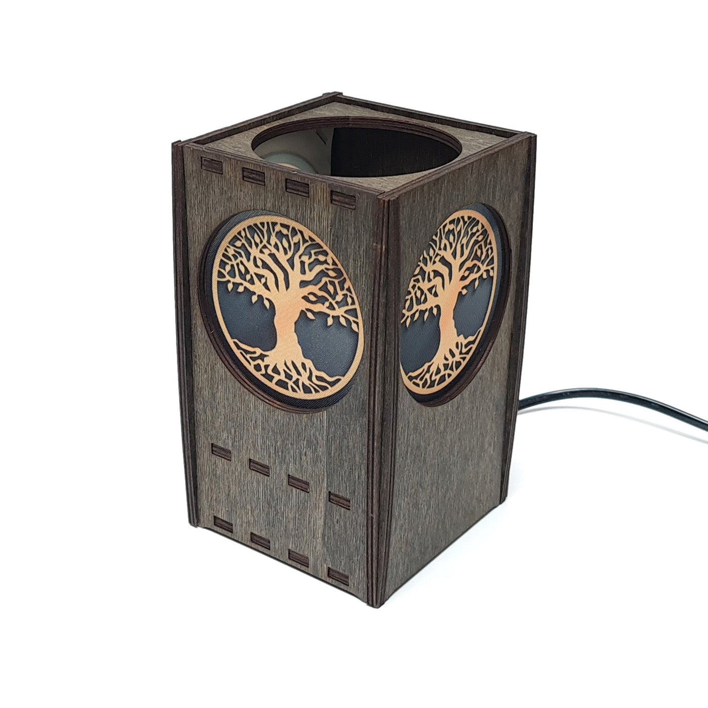 Tischlampe aus Holz mit 3 Symbolen - Nanino Design Onlineshop -