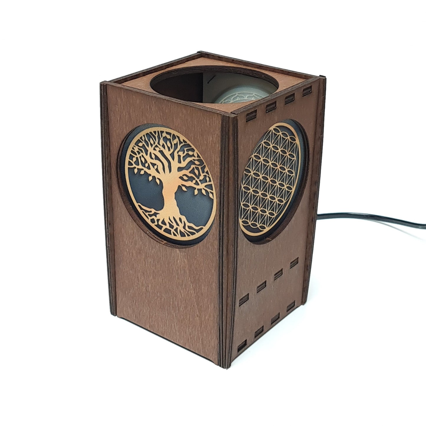 Tischlampe aus Holz mit 3 Symbolen - Nanino Design Onlineshop -