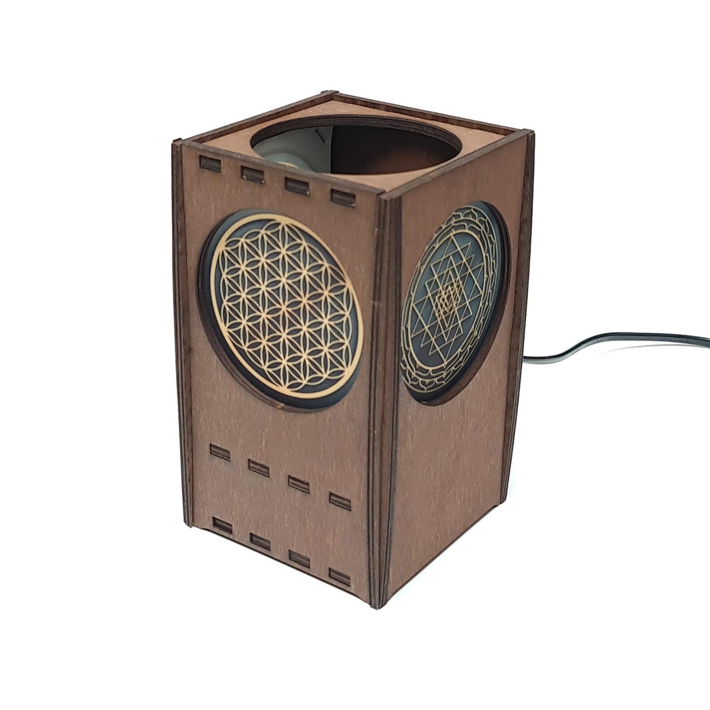 Tischlampe aus Holz mit 3 Symbolen - Nanino Design Onlineshop -