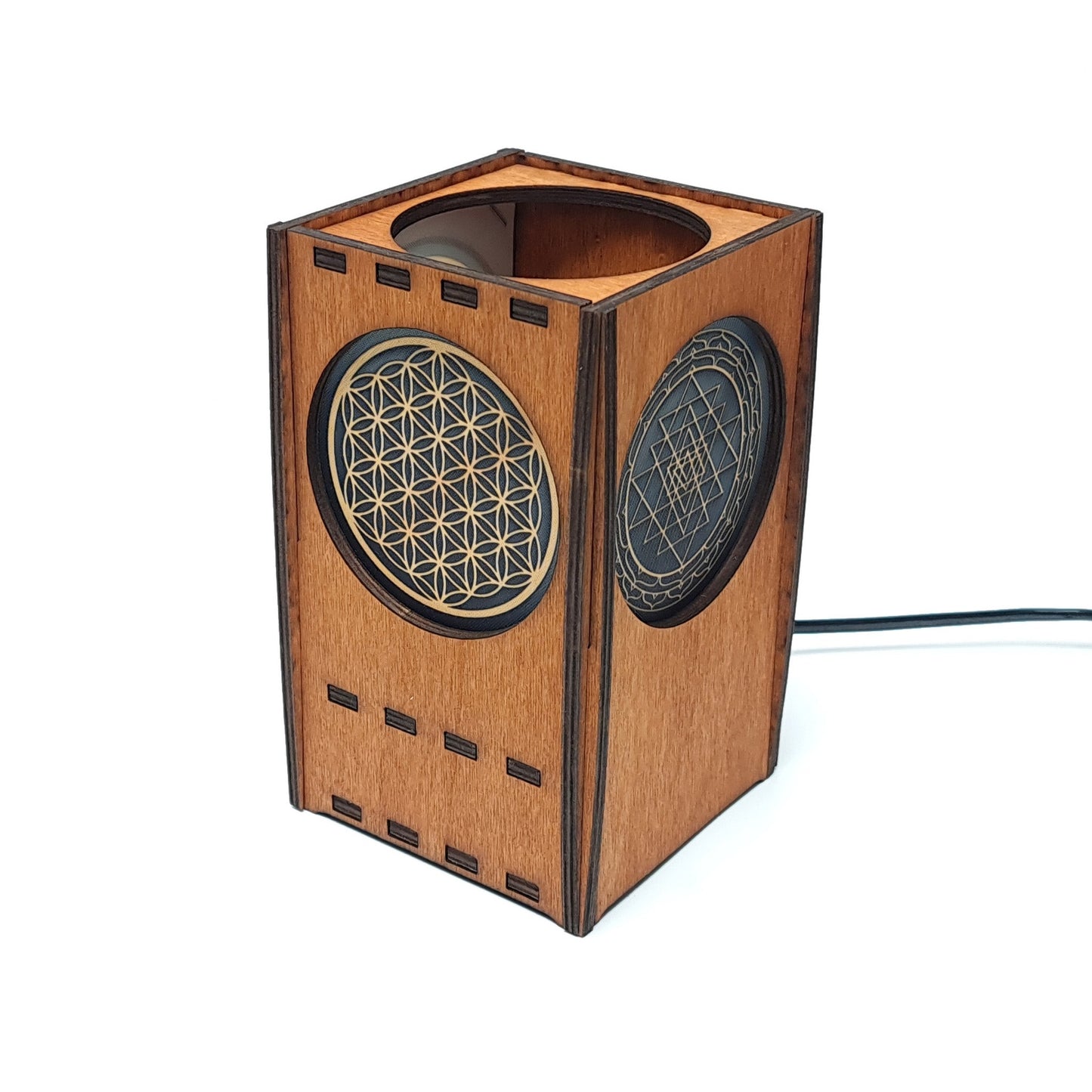 Tischlampe aus Holz mit 3 Symbolen - Nanino Design Onlineshop -