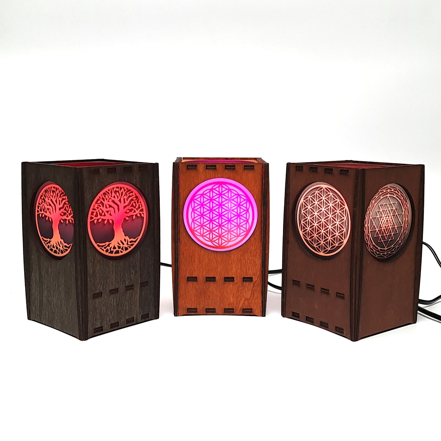 Tischlampe aus Holz mit 3 Symbolen - Nanino Design Onlineshop -