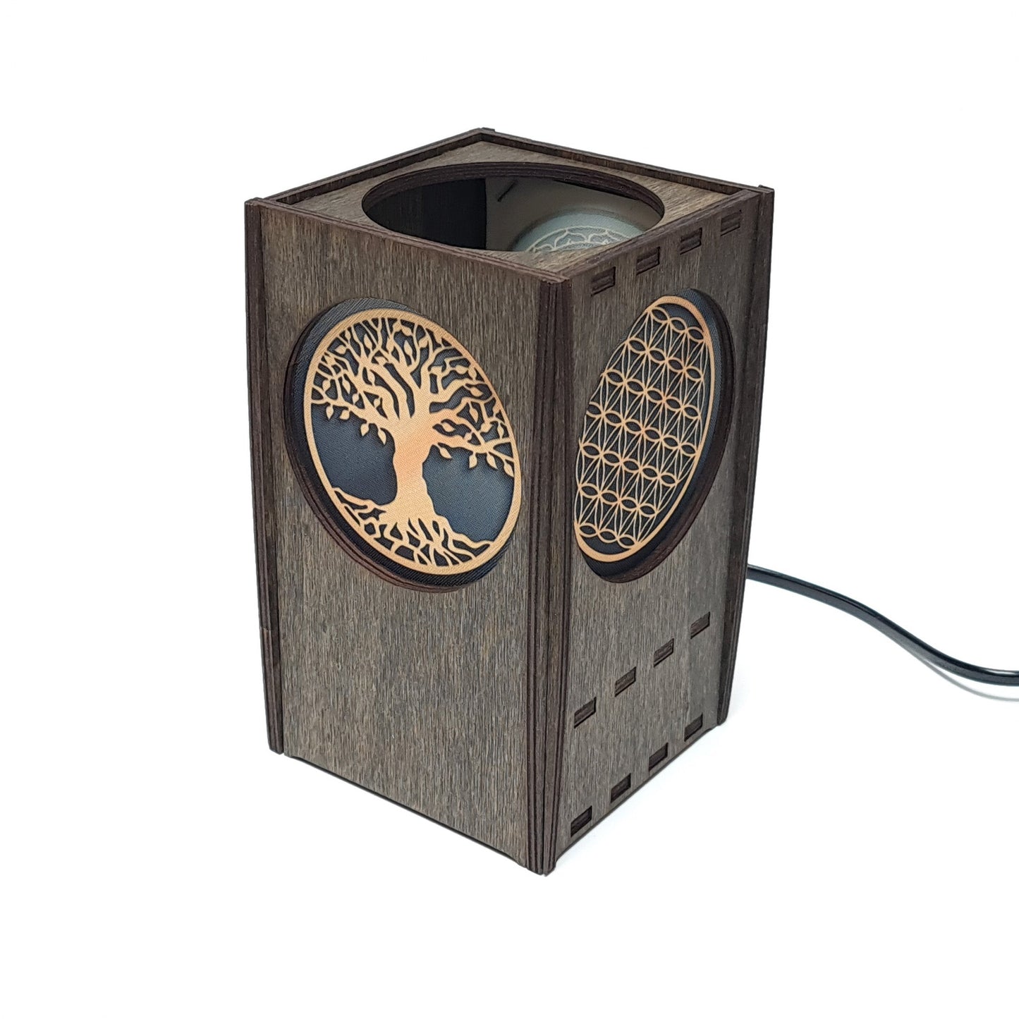 Tischlampe aus Holz mit 3 Symbolen - Nanino Design Onlineshop -