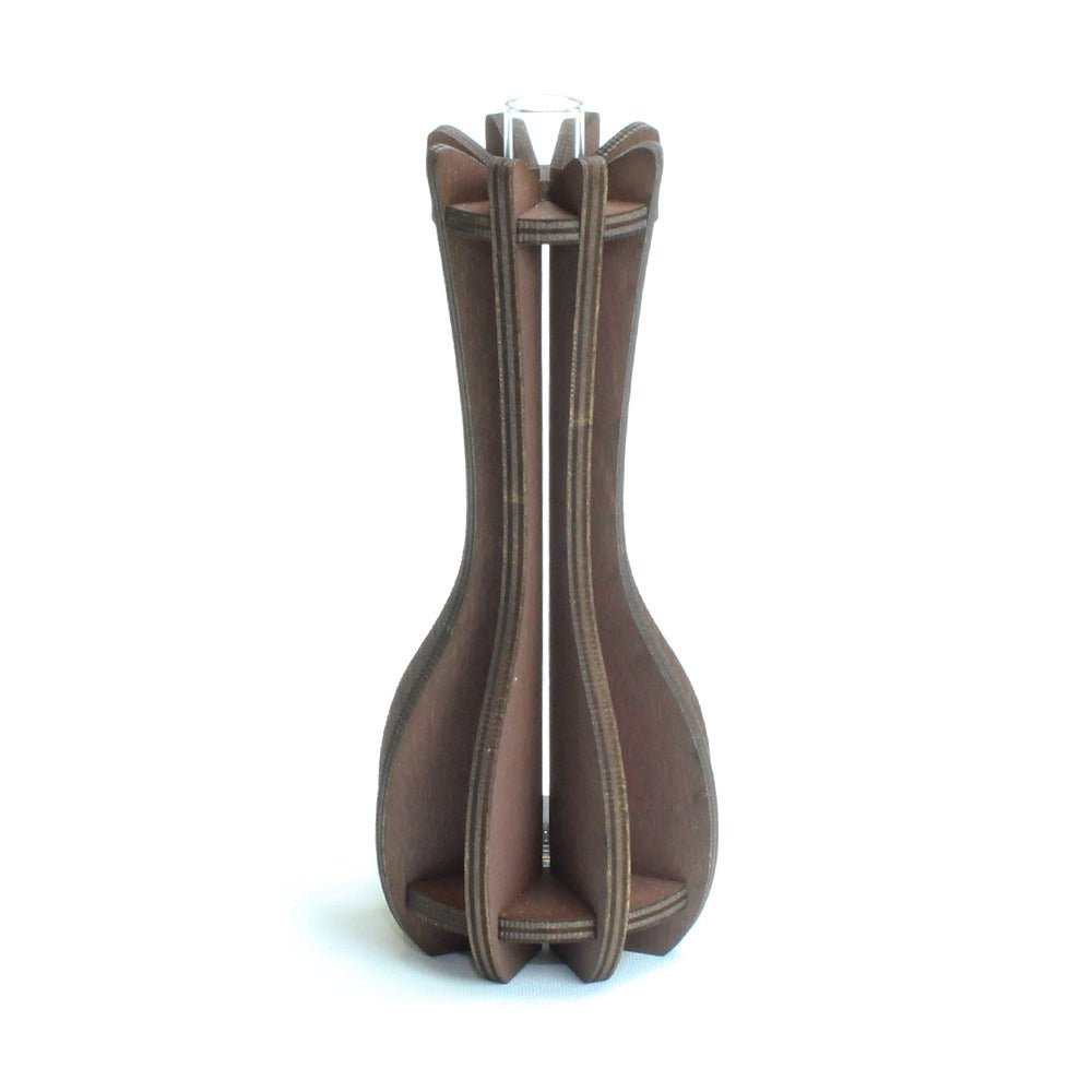 Vase mit Glaseinsatz dunkelbraun - Nanino Design Onlineshop -