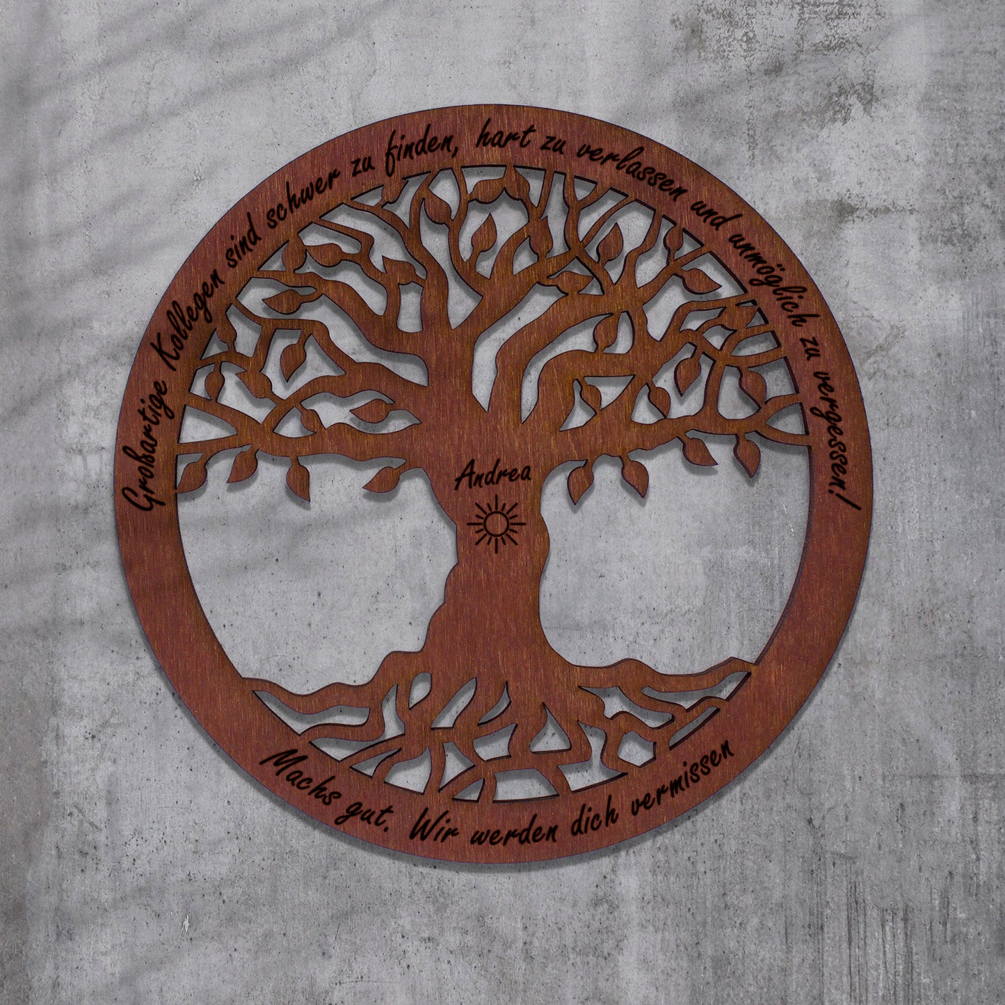Wandbild Baum des Lebens "Abschied Arbeit", personalisiert - Nanino Design Onlineshop -