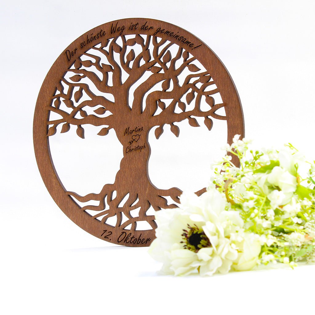 Wandbild Baum des Lebens "Hochzeit / Liebe", personalisiert - Nanino Design Onlineshop -