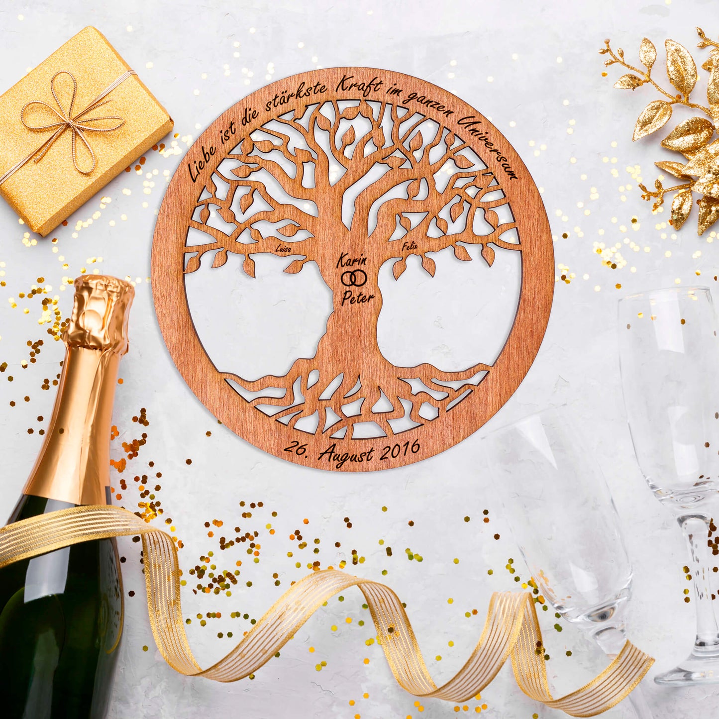 Wandbild Baum des Lebens "Hochzeit / Liebe", personalisiert - Nanino Design Onlineshop -