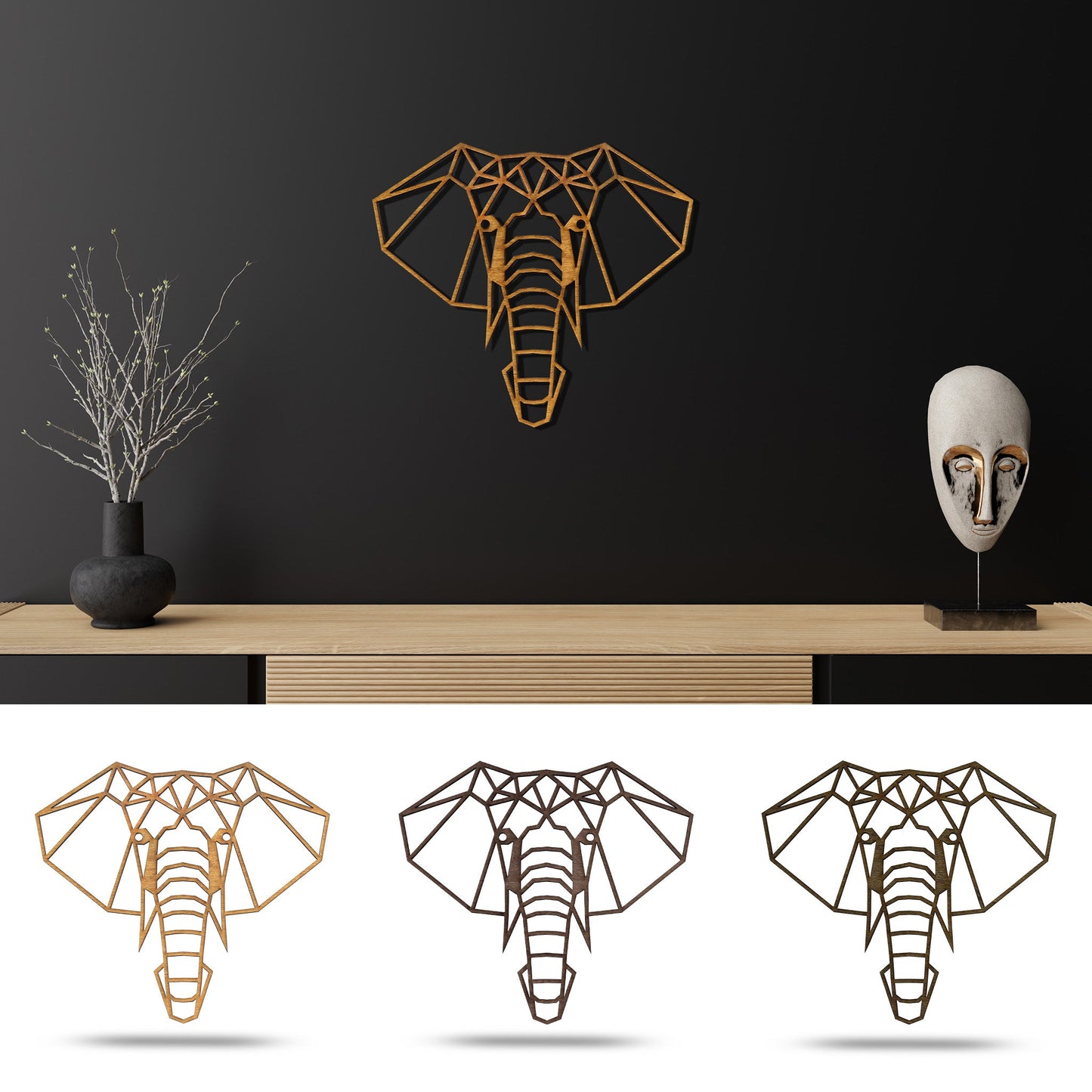 Wandbild Holz "Elefant" - Nanino Design Onlineshop -