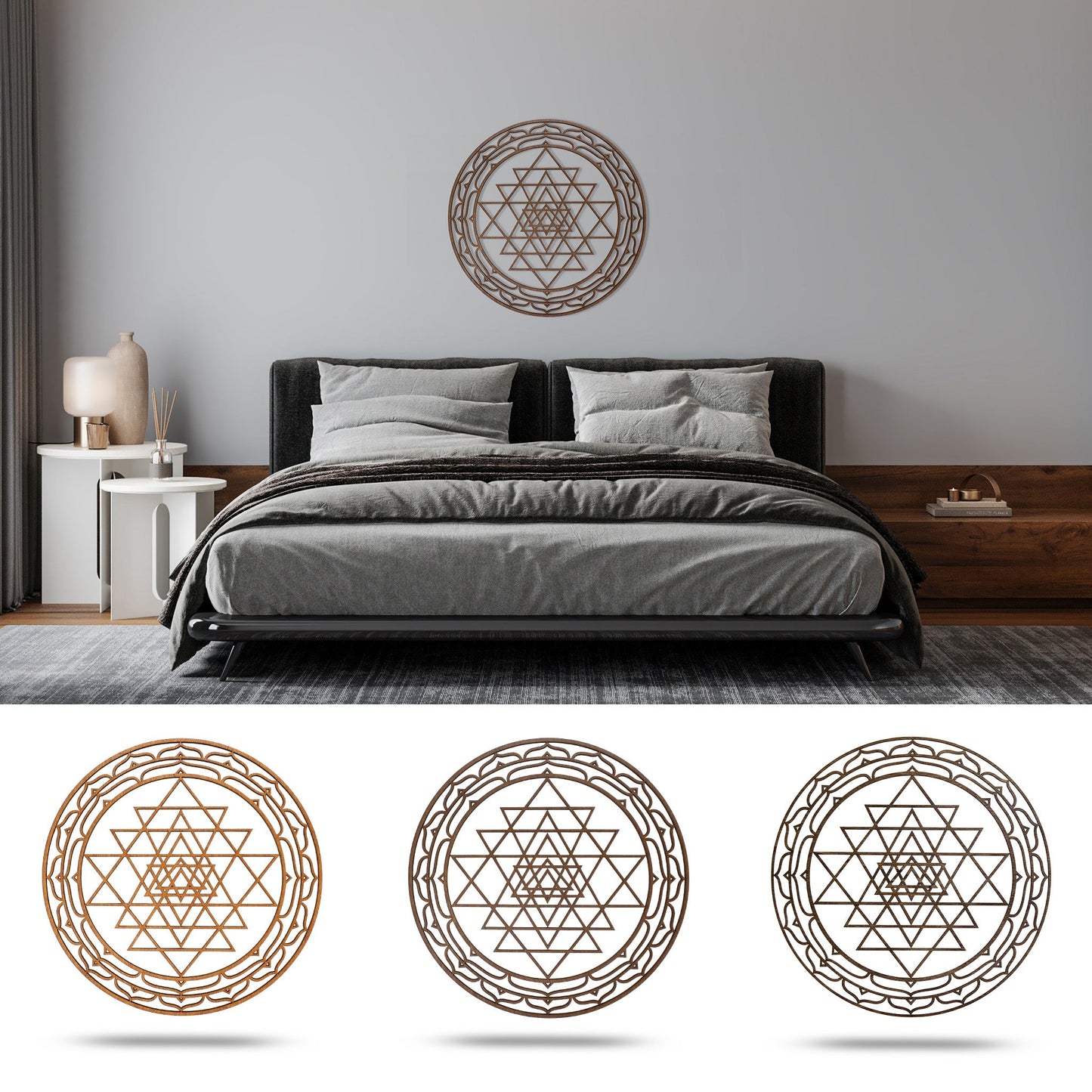 Wandbild Holz "Sri Yantra" - Nanino Design Onlineshop -