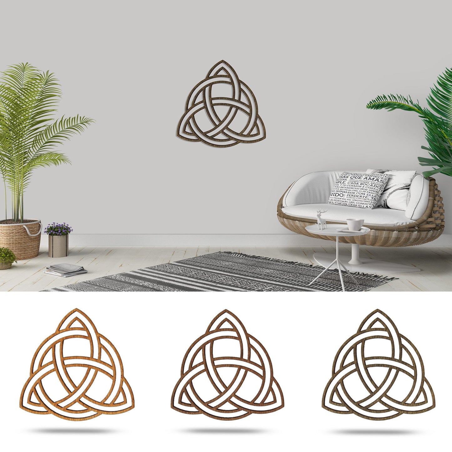 Wandbild Holz "Triquetra mit Kreis" - Nanino Design Onlineshop -