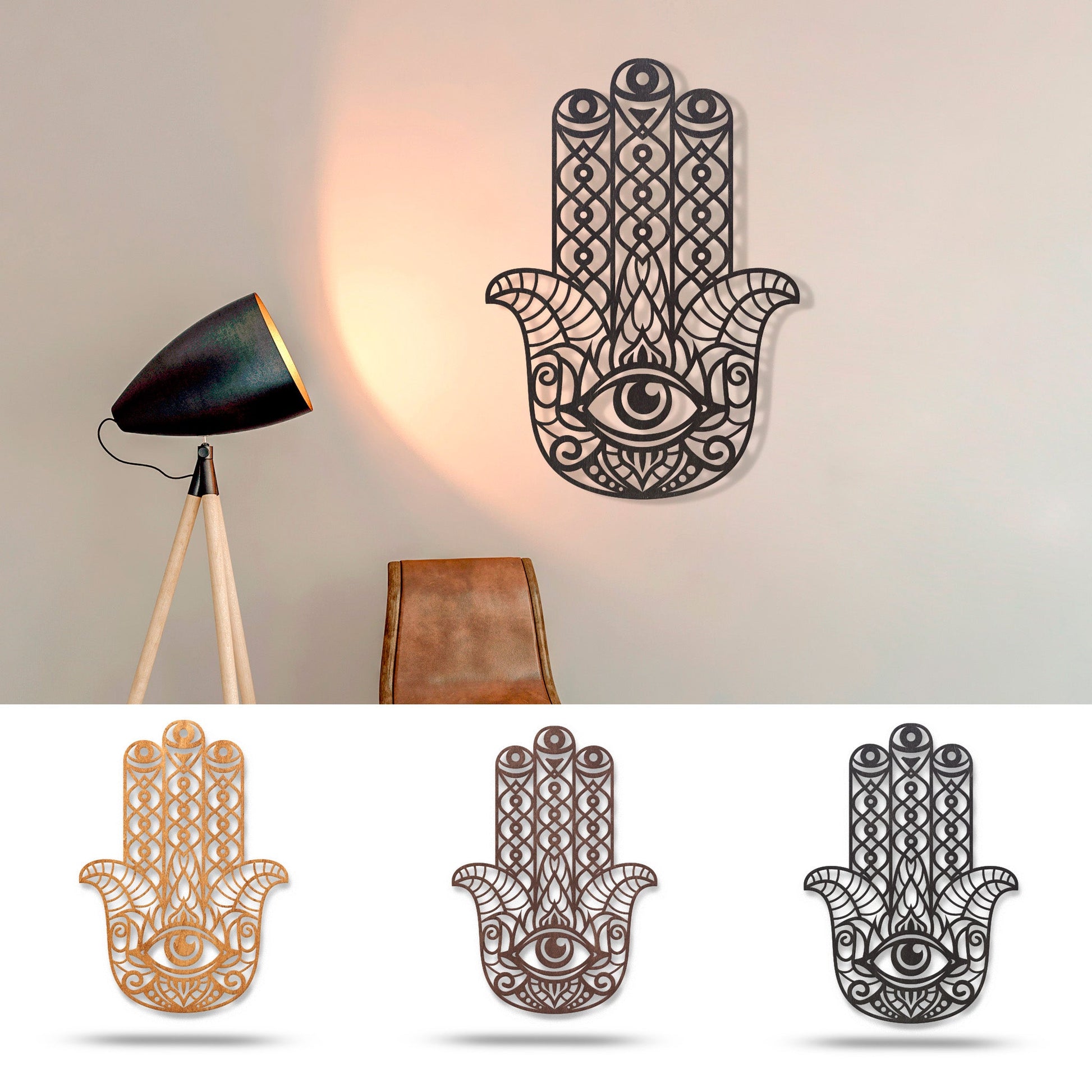 Wandbild Holz "Hamsa" - Nanino Design Onlineshop - 